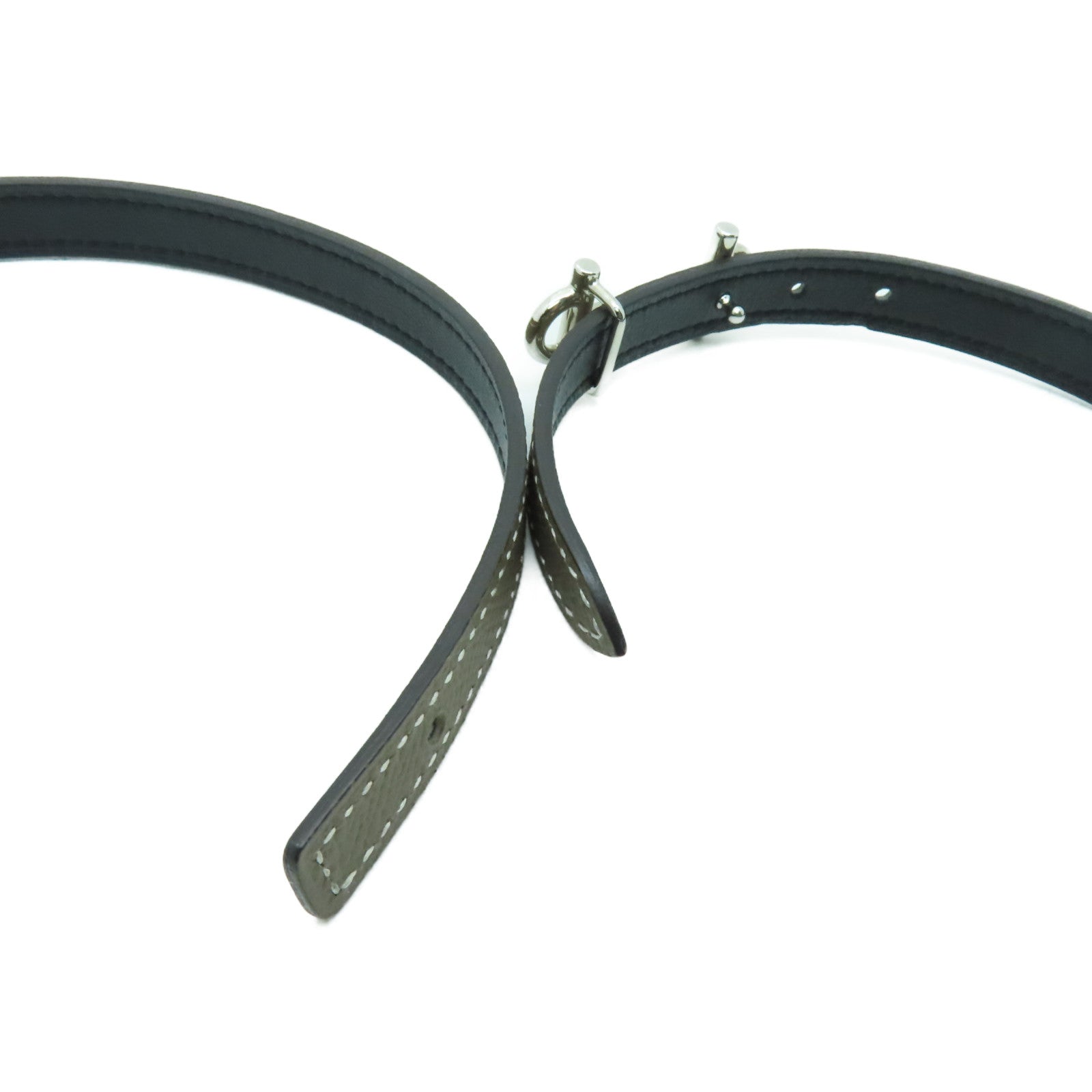 HERMES Epsom皮革Belt 75cm銀扣皮帶Etoupe灰色