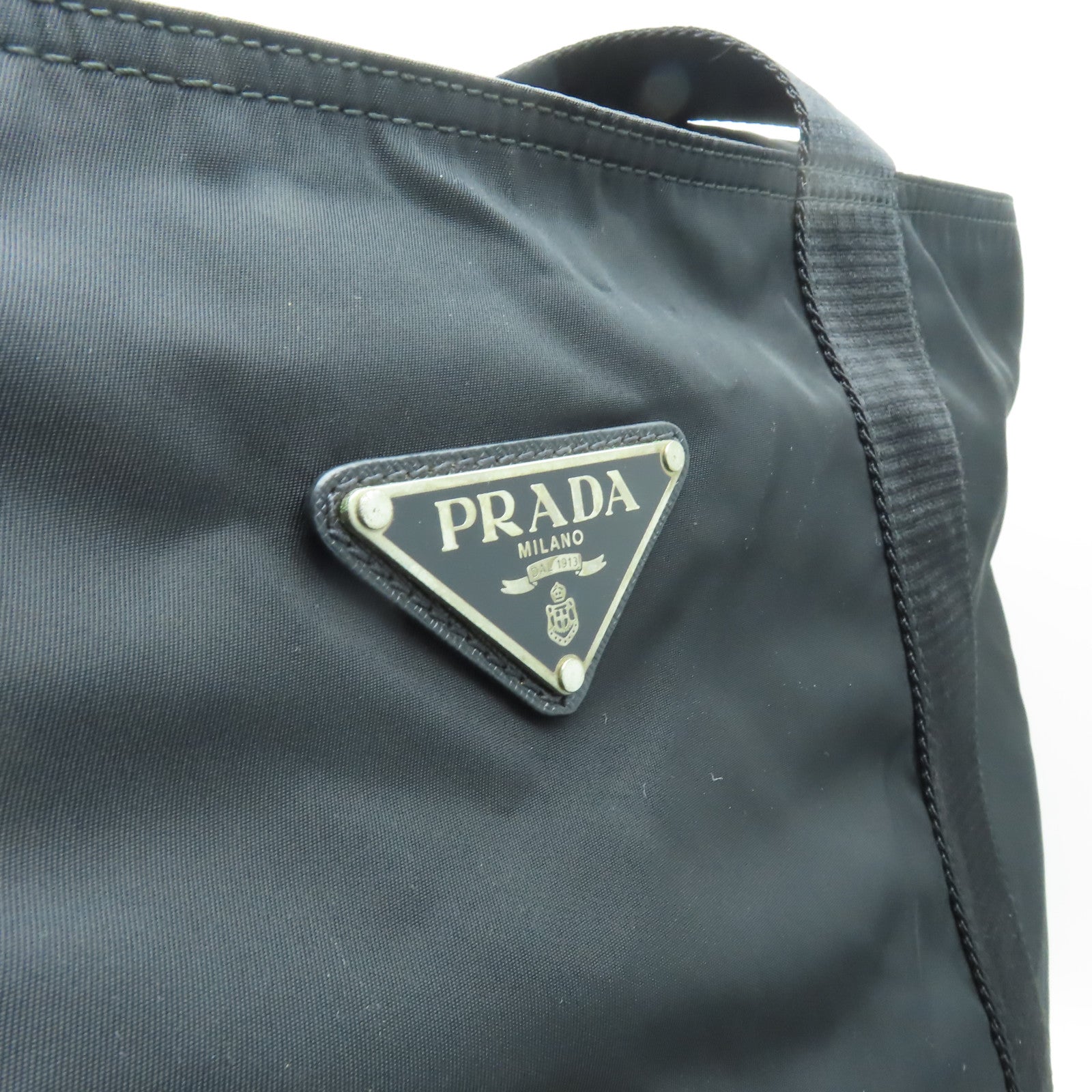 PRADA 尼龍Tote Bag銀扣手挽袋黑色