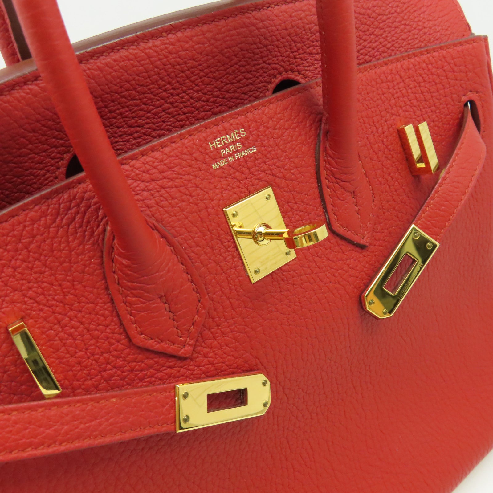 HERMES Togo皮革Birkin 25 Hand Bag金扣手挽袋Rouge Casaque法拉利紅色