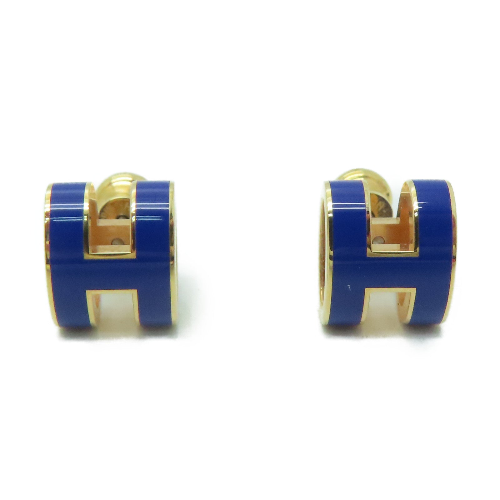 HERMES 金屬Pop H Earring耳環藍色/金色