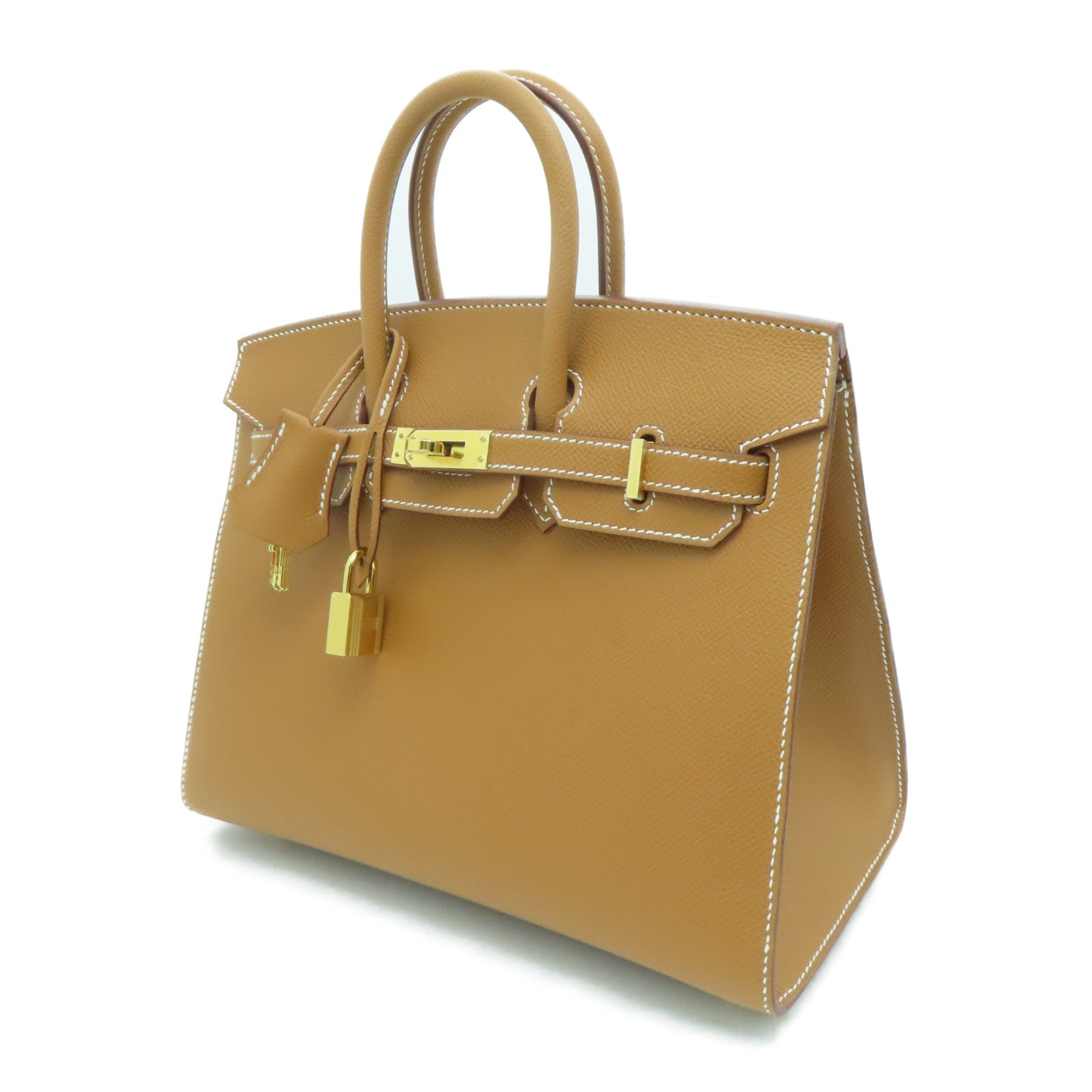 HERMES Epsom Leather Birkin 25 Gold Buckle Hand Bag Gold/Brown