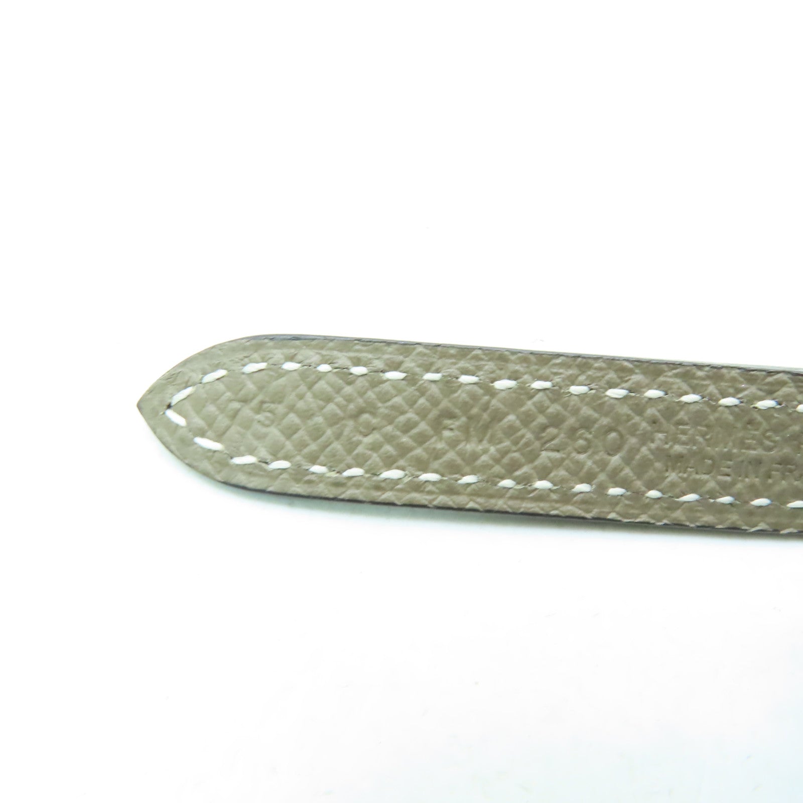 HERMES Epsom皮革Belt 75cm銀扣皮帶Etoupe灰色