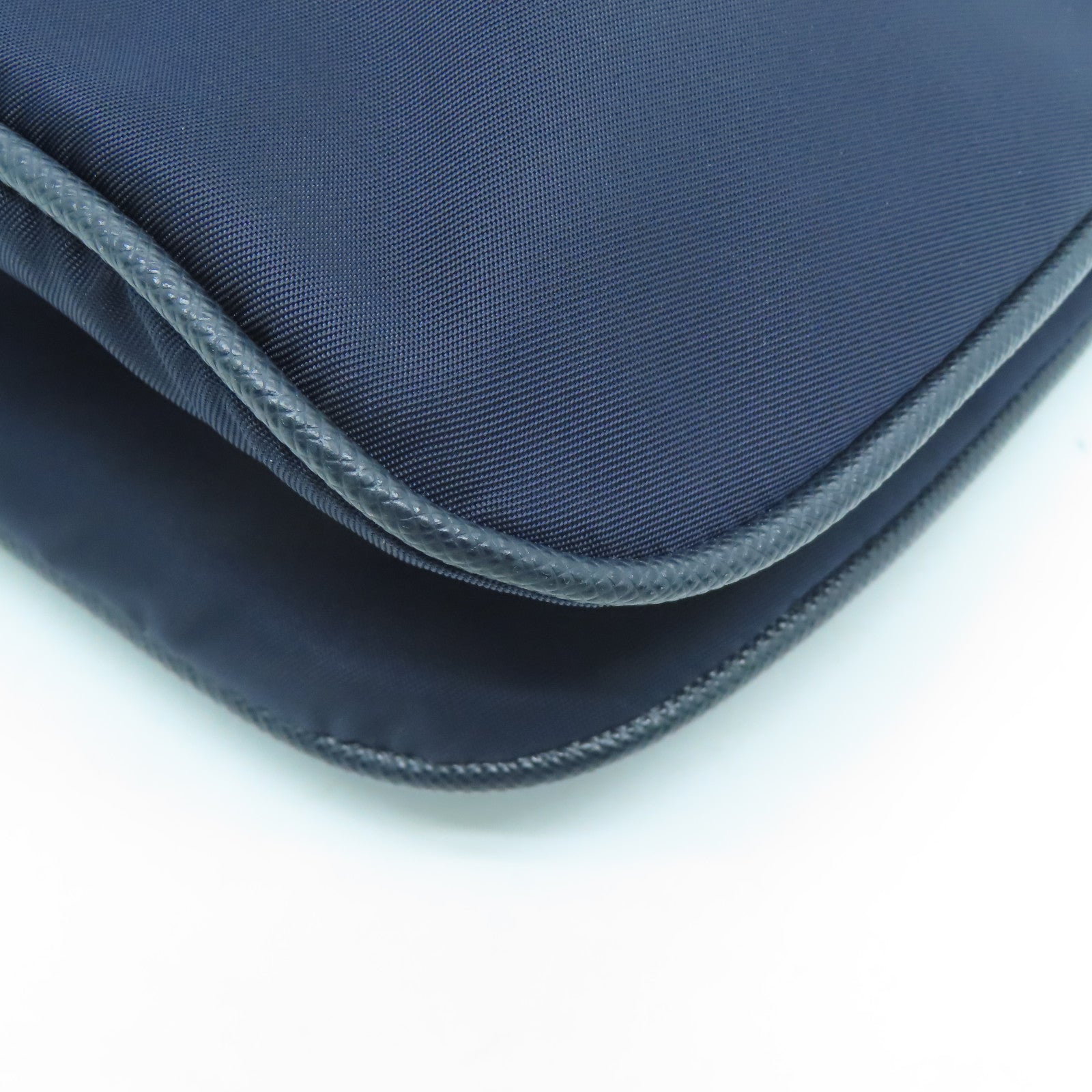PRADA Nylon Shoulder Bag Silver Buckle Shoulder Bag Dark Blue