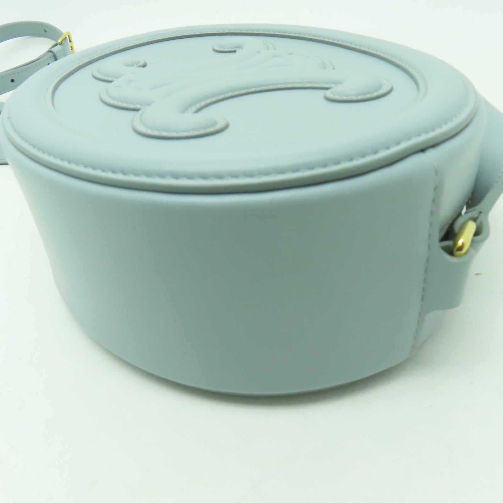 CELINE 牛皮皮革Cuir Triomphe金扣肩背袋淺藍色