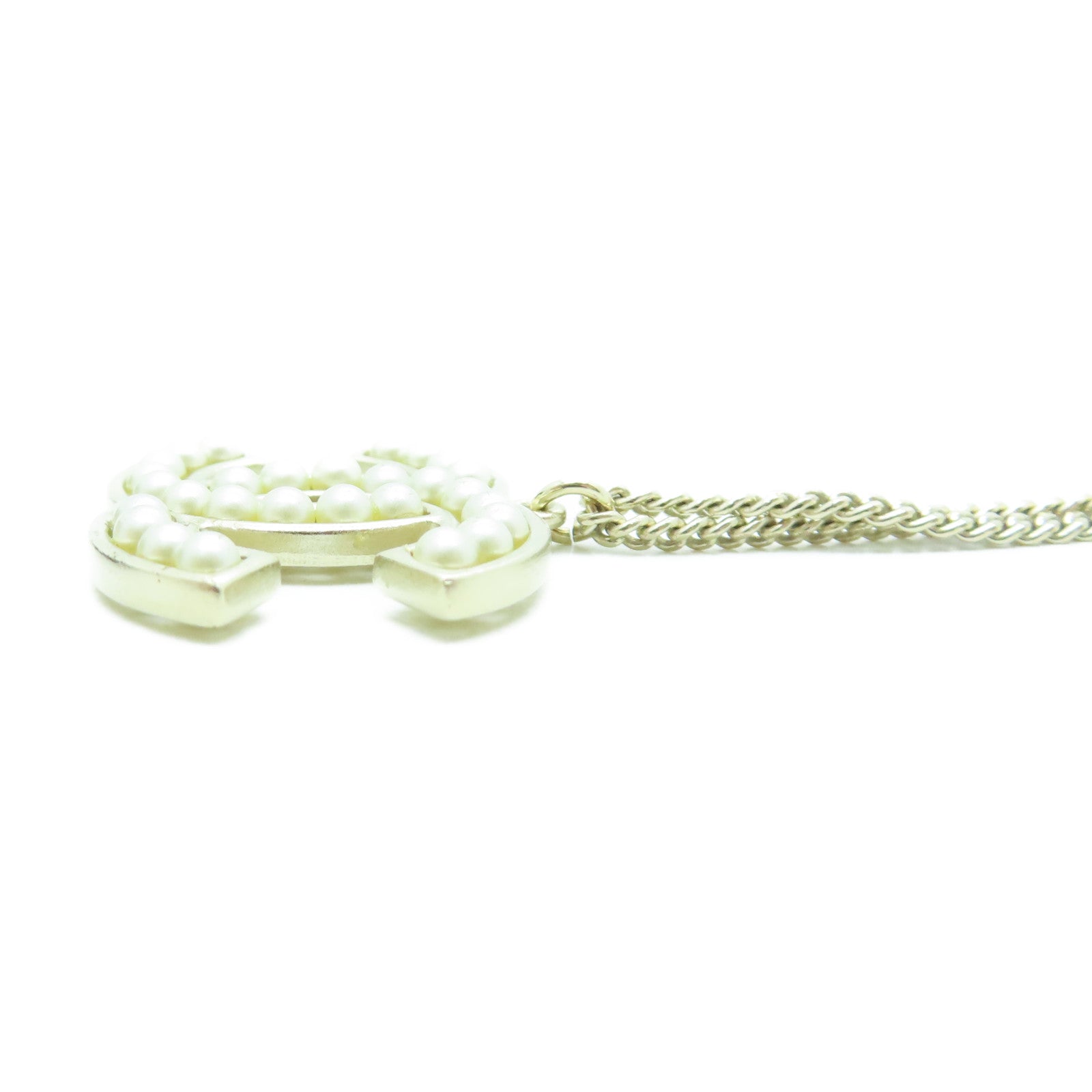 CHANEL 金屬Necklace金扣項鍊白色