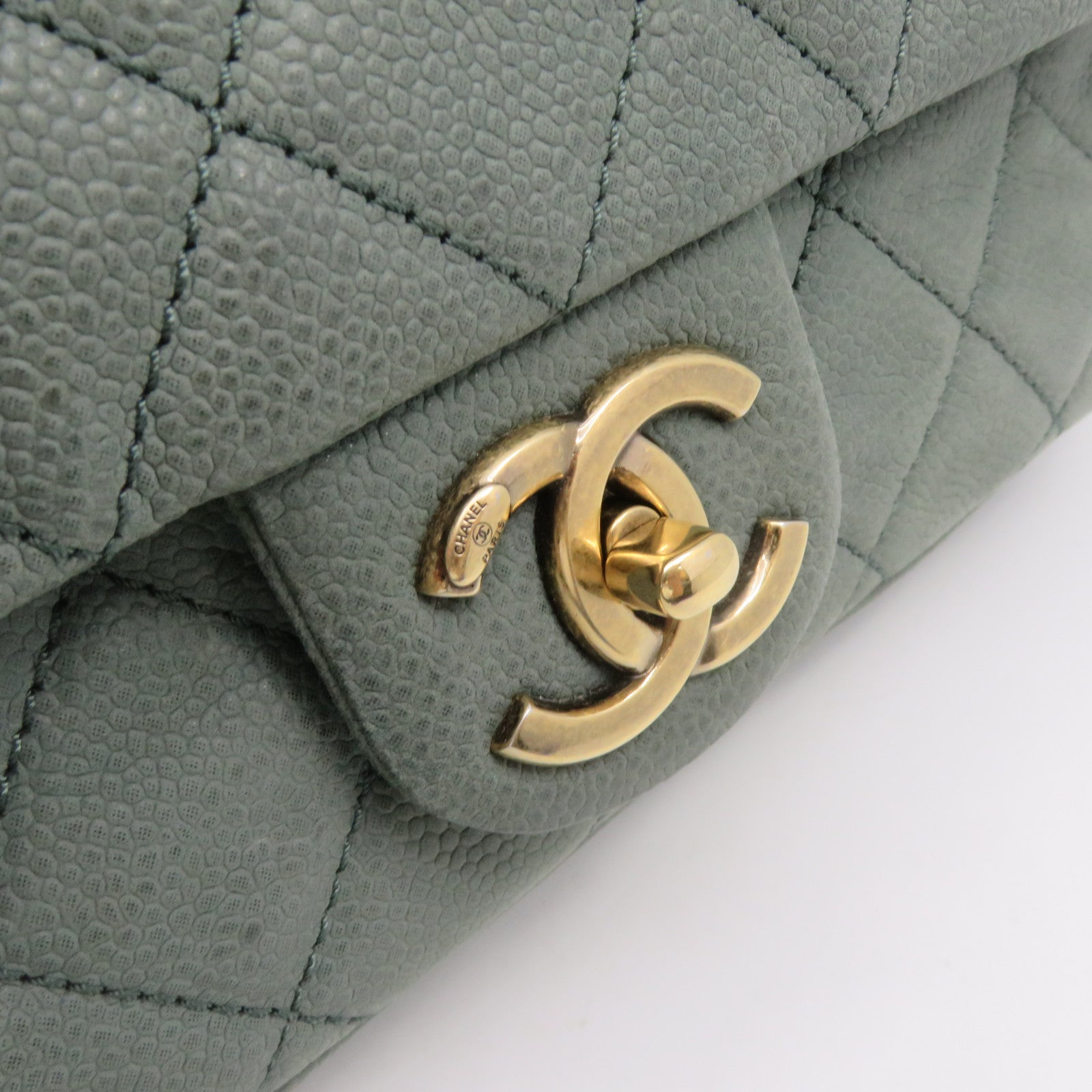 CHANEL Lingge Caviar Leather Chain Shoulder Bag Gold Buckle Chain Belt Handle Shoulder Back Dual-purpose Bag Green