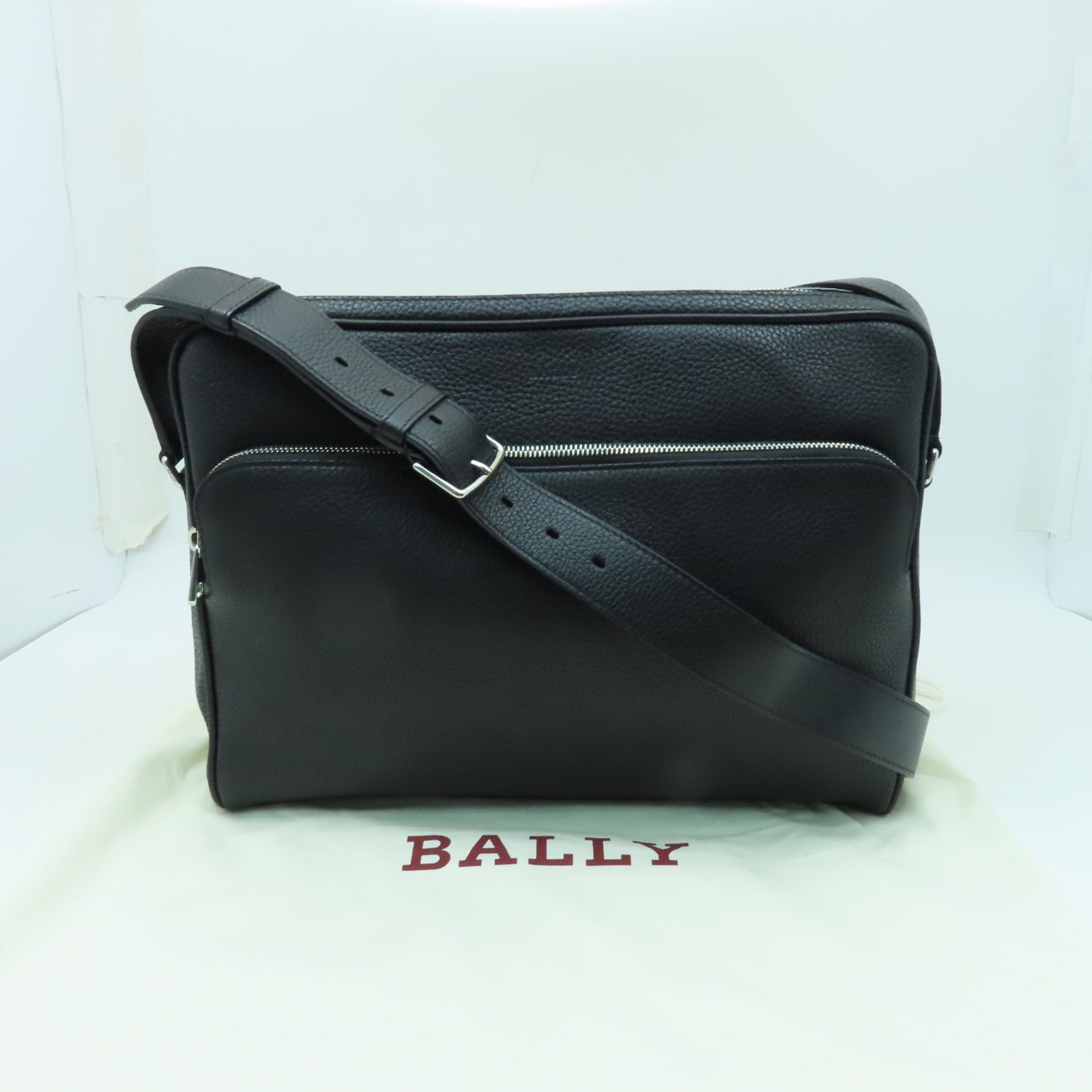 BALLY 牛皮皮革Shoulder Bag銀扣肩背袋黒色