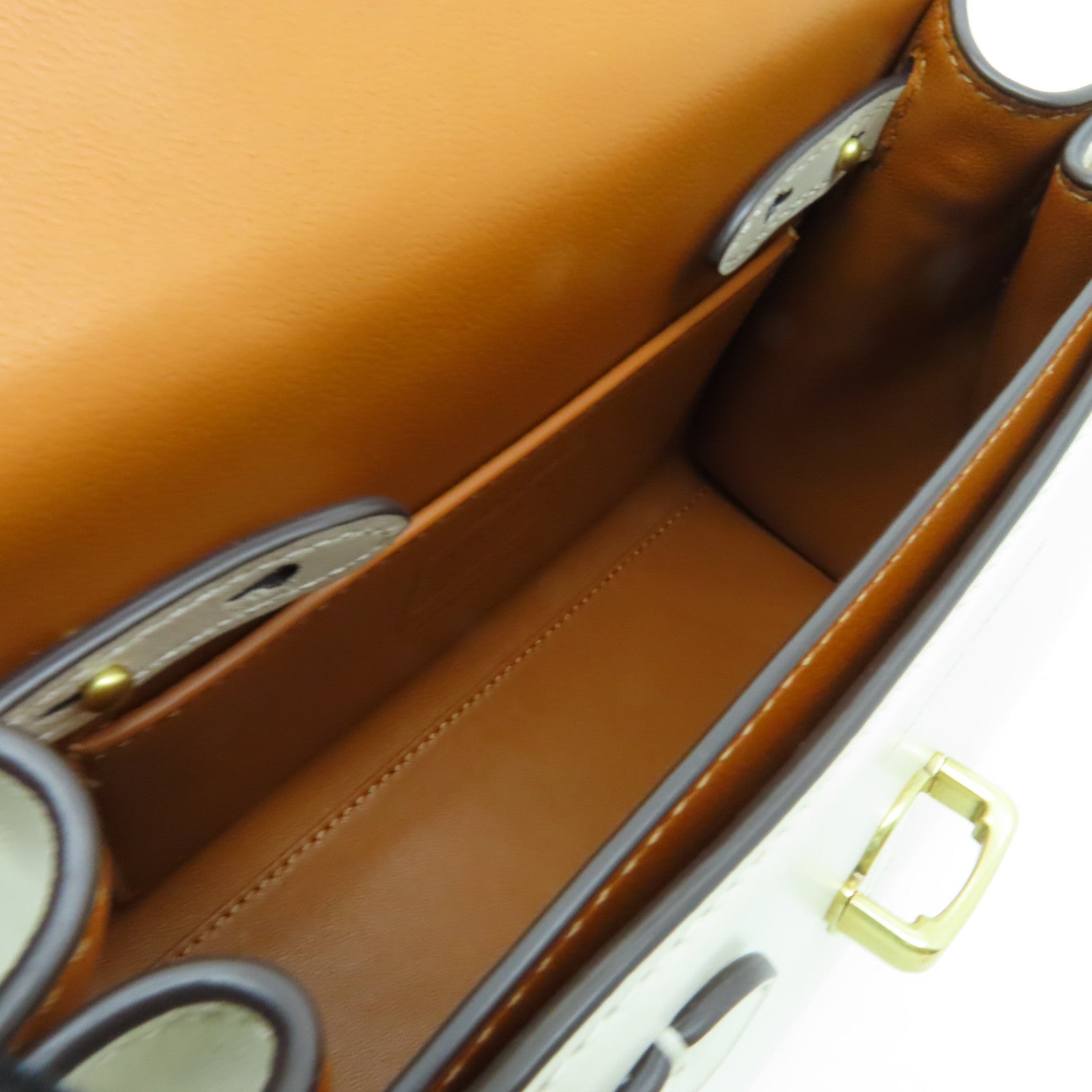 COACH 牛皮皮革2 Way Shoulder金扣手挽肩背兩用袋奶油色