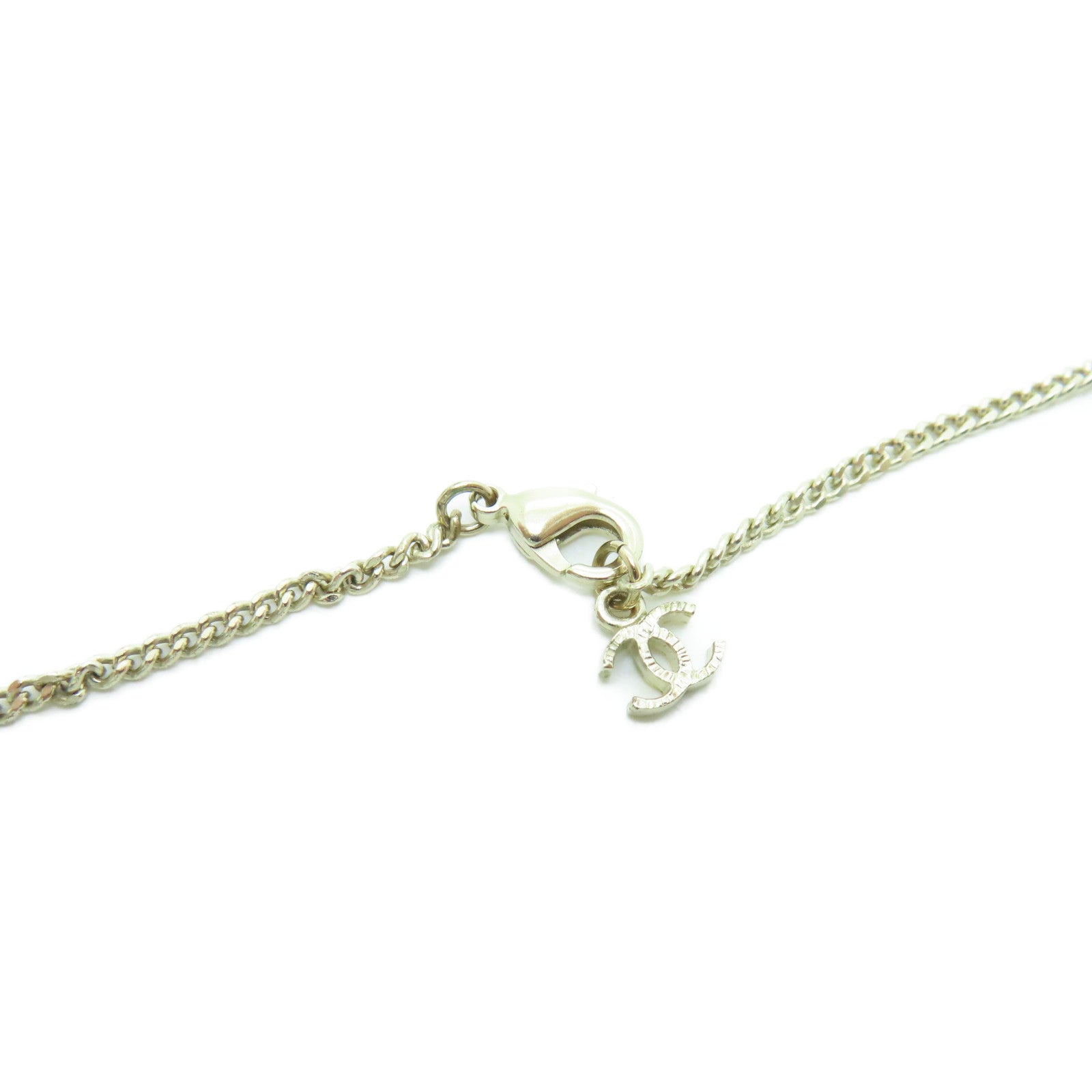 CHANEL 金屬Necklace金扣項鍊白色
