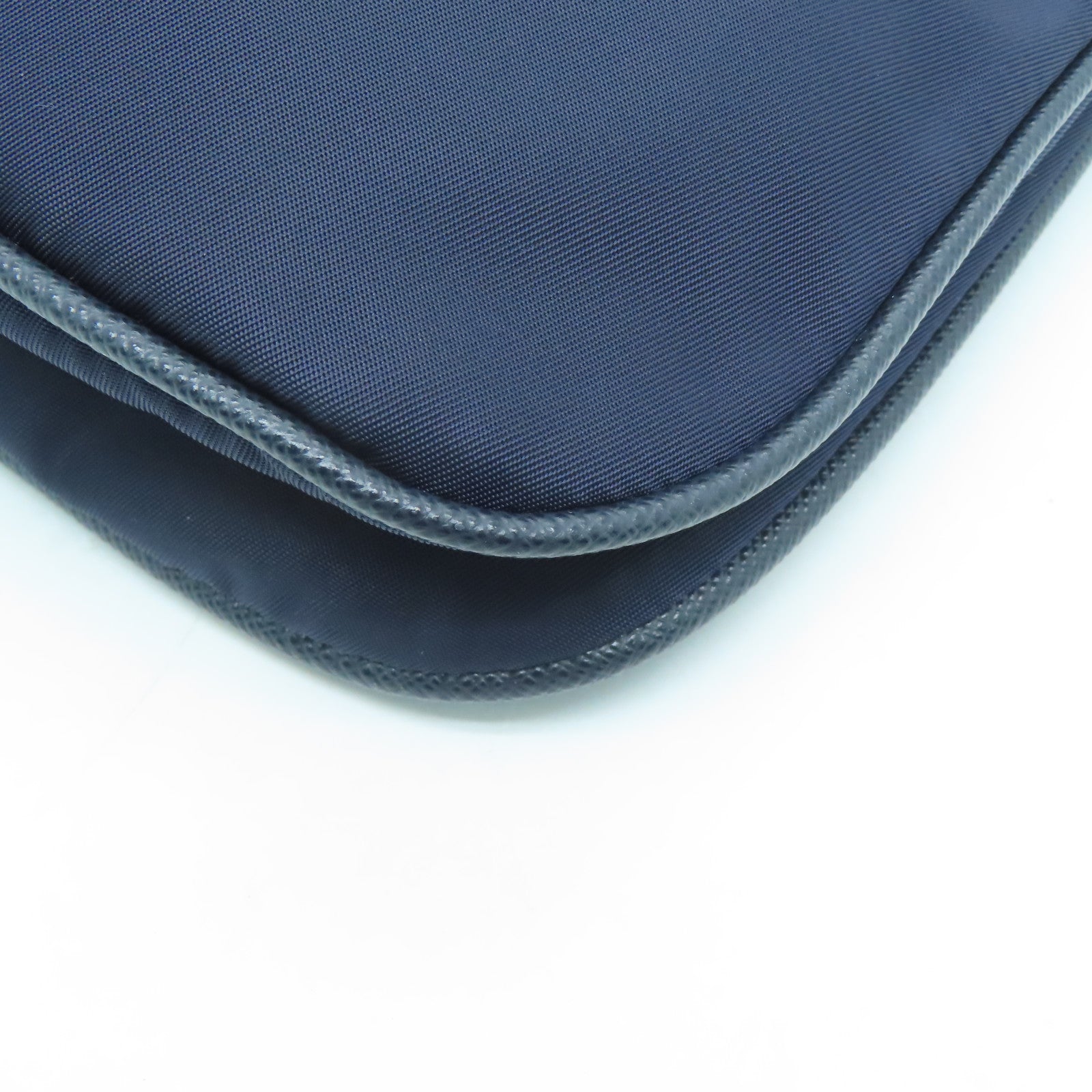 PRADA Nylon Shoulder Bag Silver Buckle Shoulder Bag Dark Blue