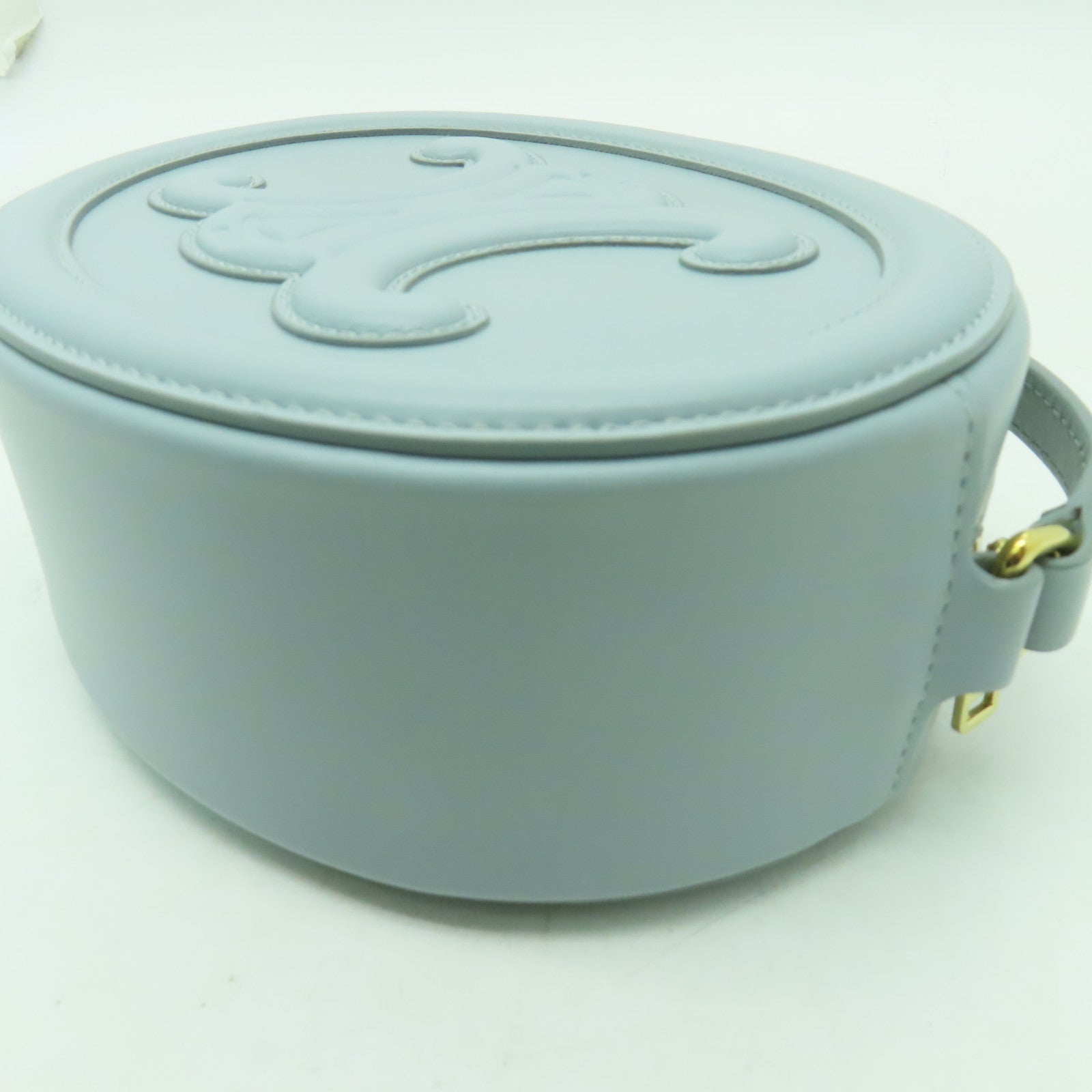 CELINE 牛皮皮革Cuir Triomphe金扣肩背袋淺藍色