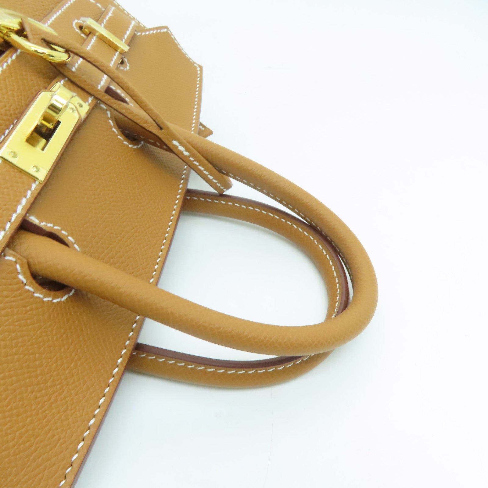 HERMES Epsom Leather Birkin 25 Gold Buckle Hand Bag Gold/Brown