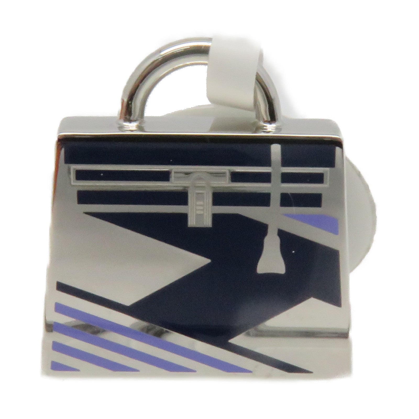 HERMES 金属Curiosite Kelly Laque Charm挂饰银色/蓝色
