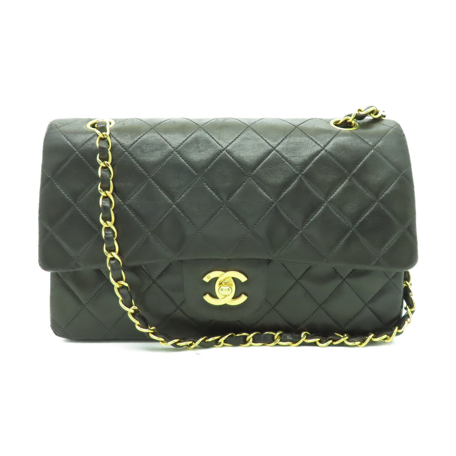 CHANEL 【激減優惠】菱格羊皮皮革Chain Shoulder金扣鏈帶肩背袋黑色