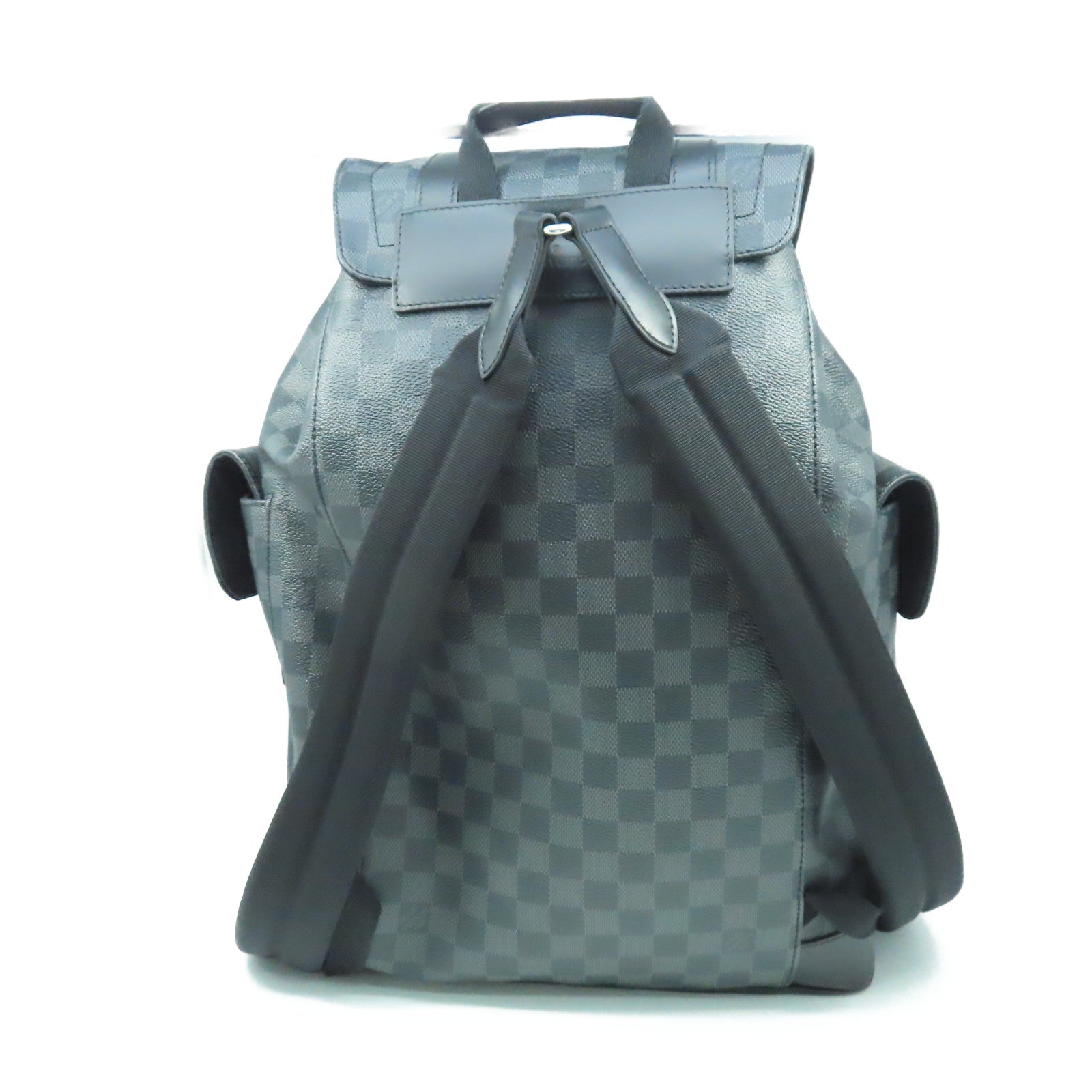 LOUIS VUITTON Damier Graphite Christopher MM銀扣背包黑色