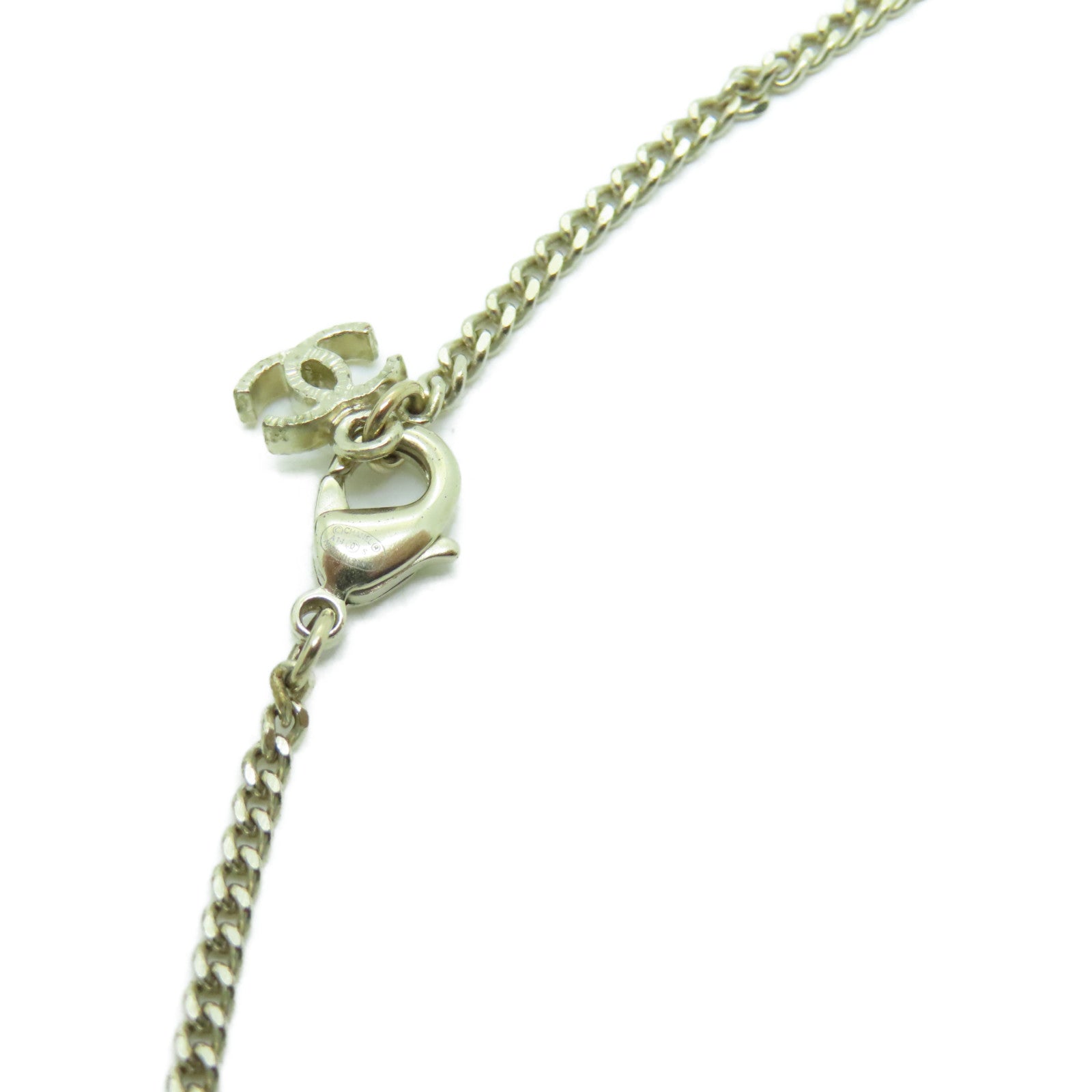CHANEL 金屬Necklace金扣項鍊白色
