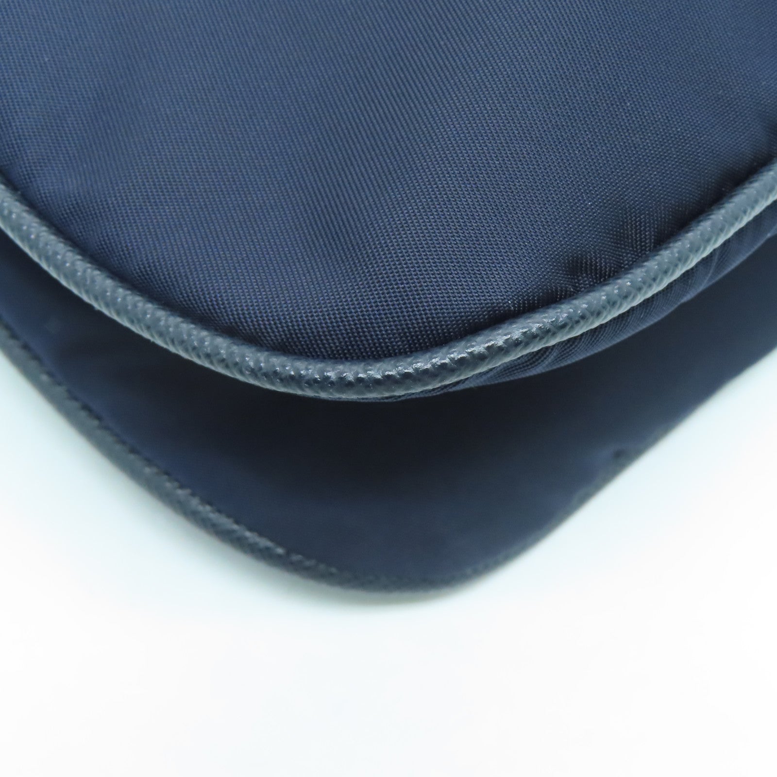 PRADA Nylon Shoulder Bag Silver Buckle Shoulder Bag Dark Blue