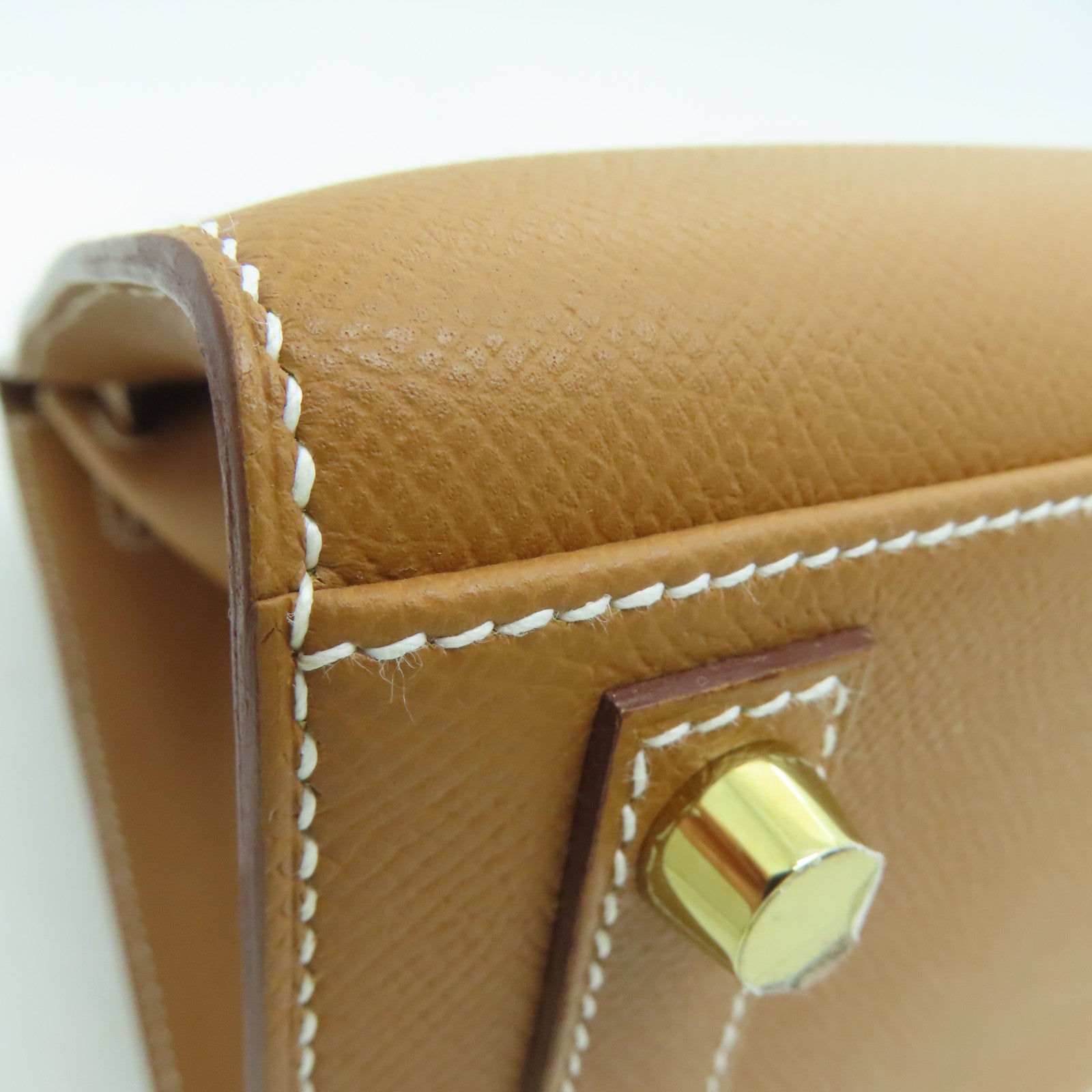 HERMES Epsom Leather Birkin 25 Gold Buckle Hand Bag Gold/Brown