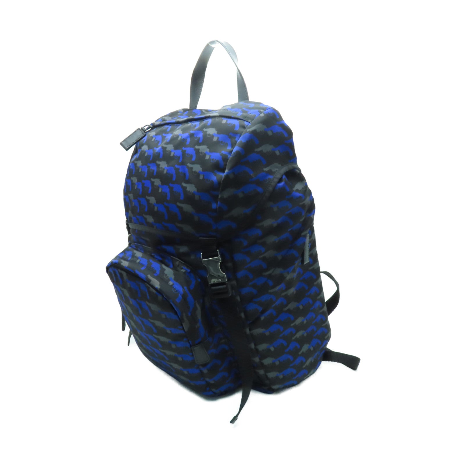 PRADA 尼龍Pistol Pattern Backpack銀扣背包藍色