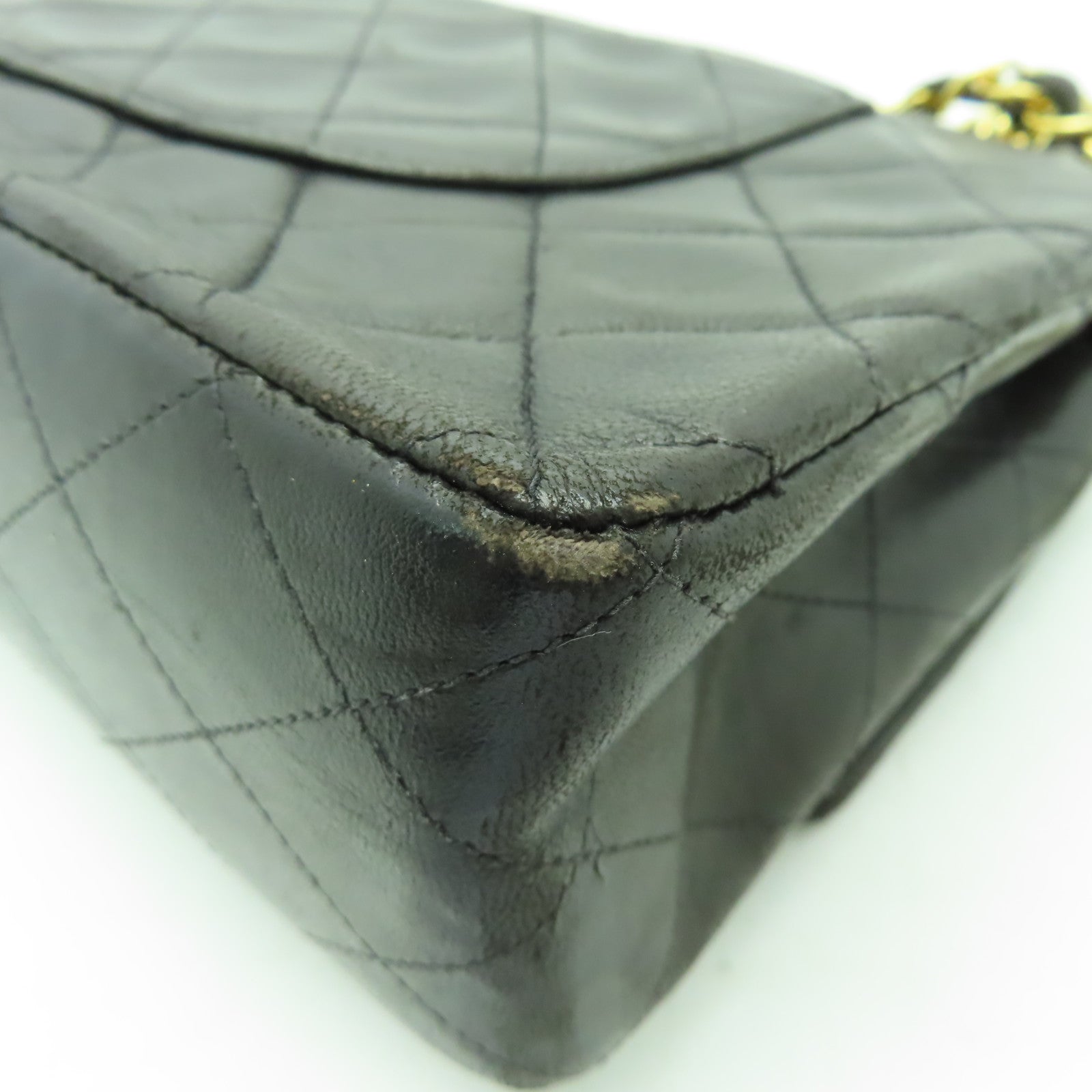 CHANEL 【激減優惠】菱格羊皮皮革Chain Shoulder金扣鏈帶肩背袋黑色