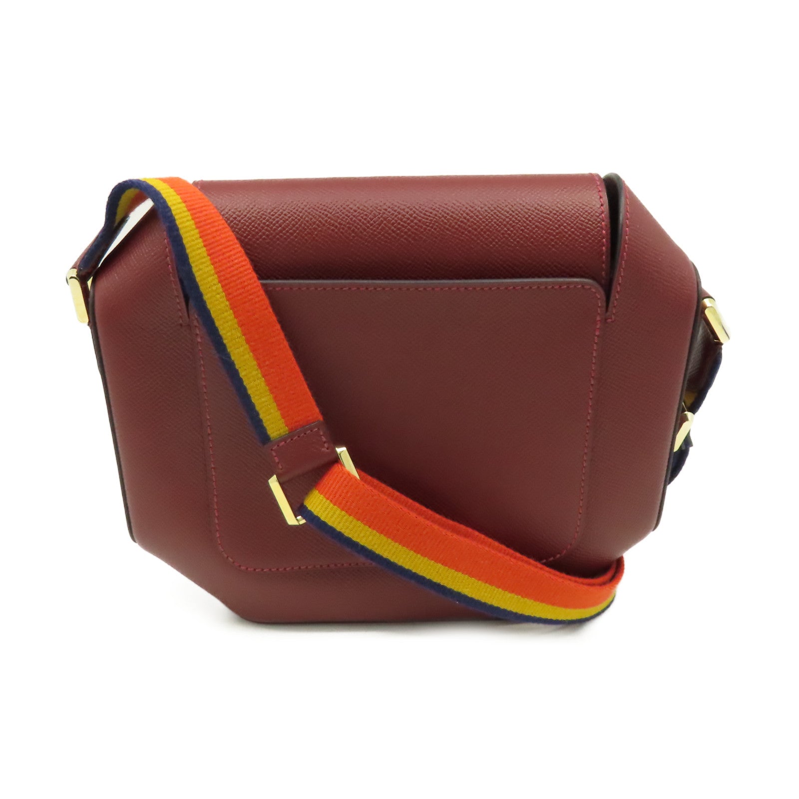 HERMES Epsom皮革Octogone Shoulder Bag肩背袋Rouge Grenat紅石榴色