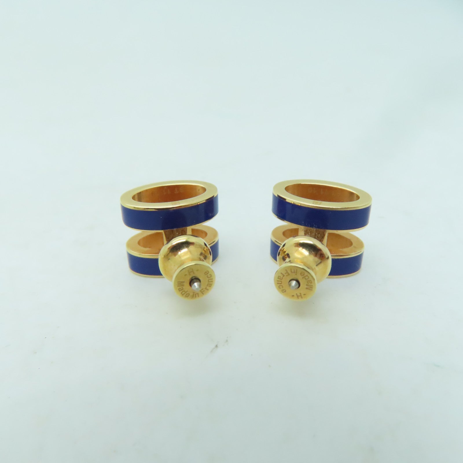 HERMES 金屬Pop H Earring耳環藍色/金色