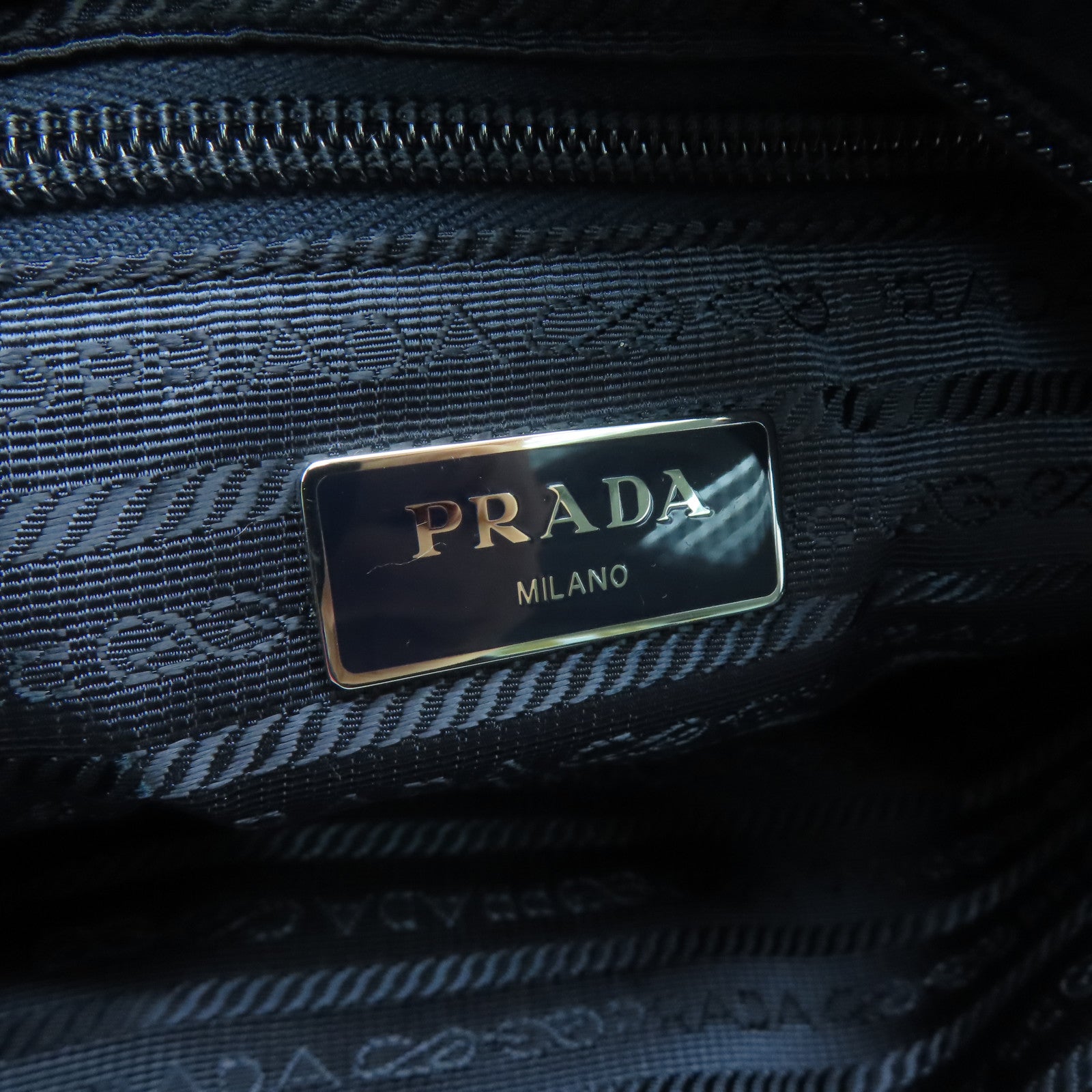 PRADA Nylon Shoulder Bag Silver Buckle Shoulder Bag Dark Blue