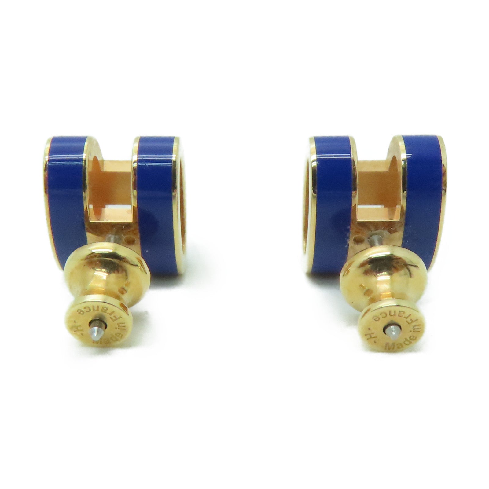 HERMES 金屬Pop H Earring耳環藍色/金色