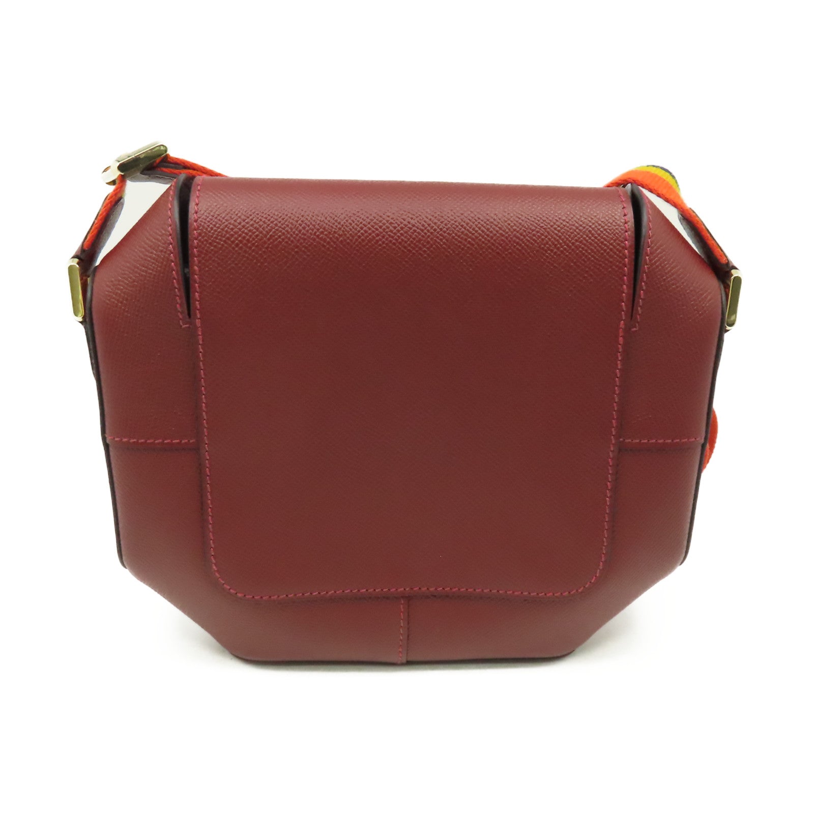 HERMES Epsom皮革Octogone Shoulder Bag肩背袋Rouge Grenat紅石榴色