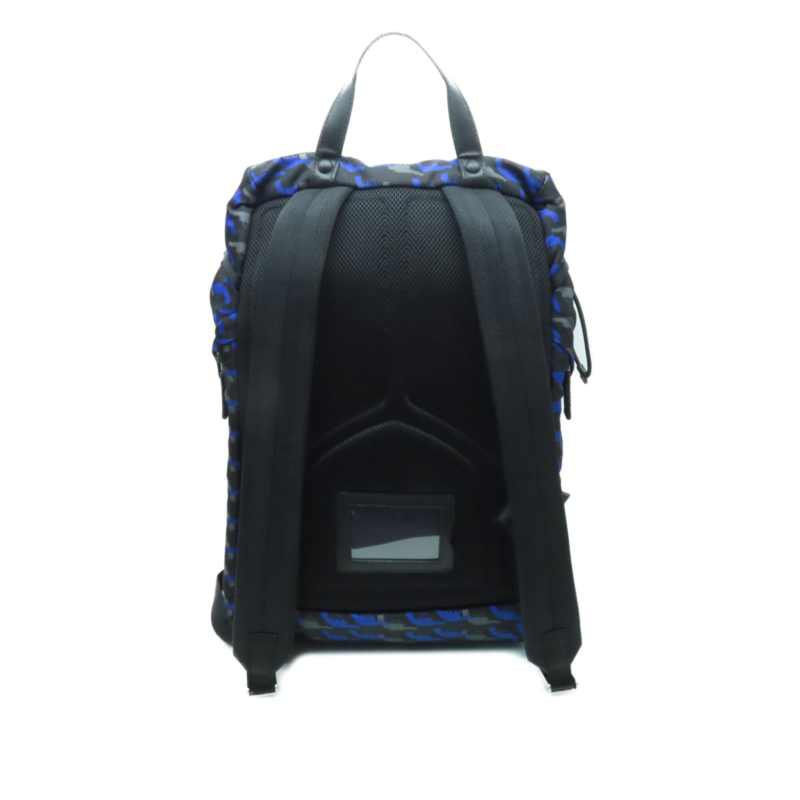 PRADA 尼龍Pistol Pattern Backpack銀扣背包藍色