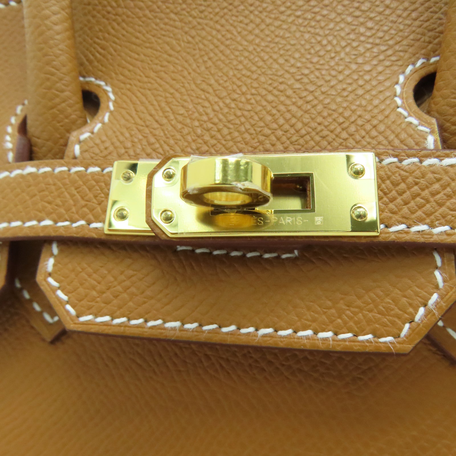 HERMES Epsom Leather Birkin 25 Gold Buckle Hand Bag Gold/Brown