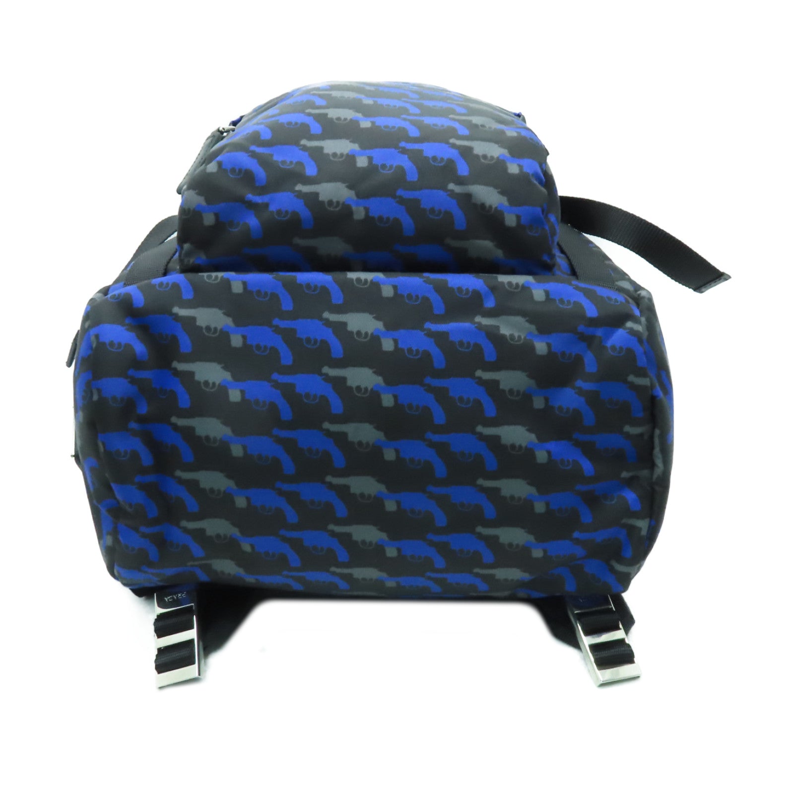 PRADA 尼龍Pistol Pattern Backpack銀扣背包藍色