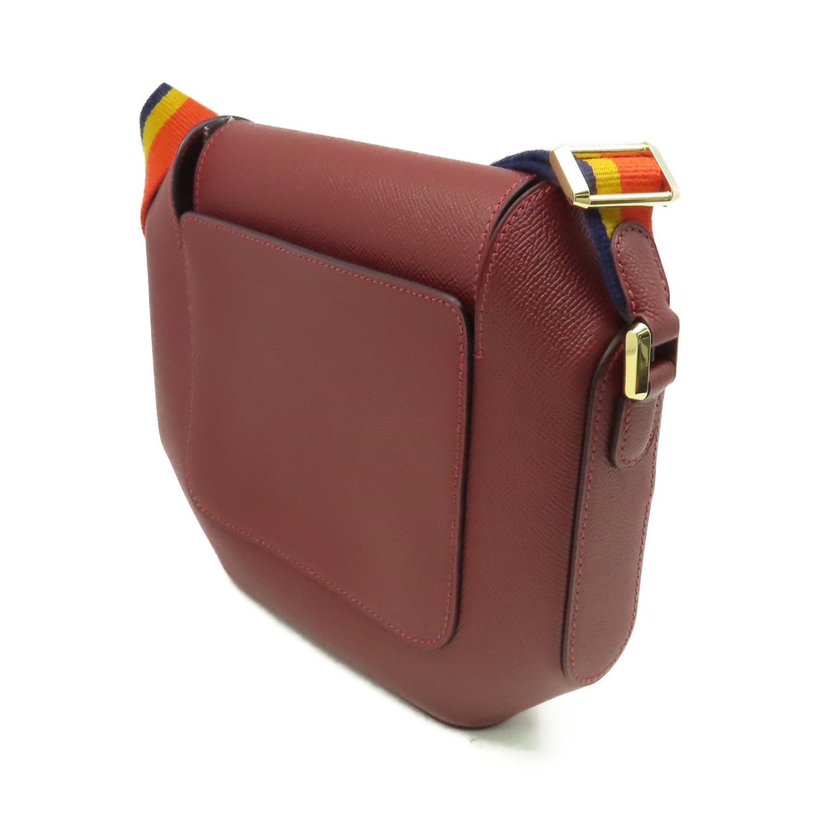 HERMES Epsom皮革Octogone Shoulder Bag肩背袋Rouge Grenat紅石榴色