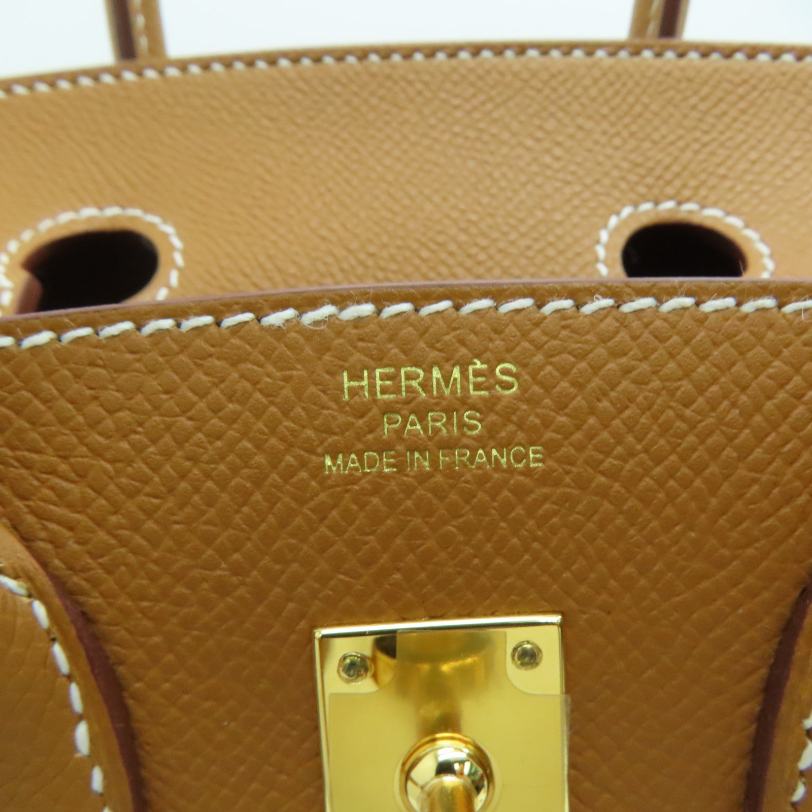 HERMES Epsom Leather Birkin 25 Gold Buckle Hand Bag Gold/Brown