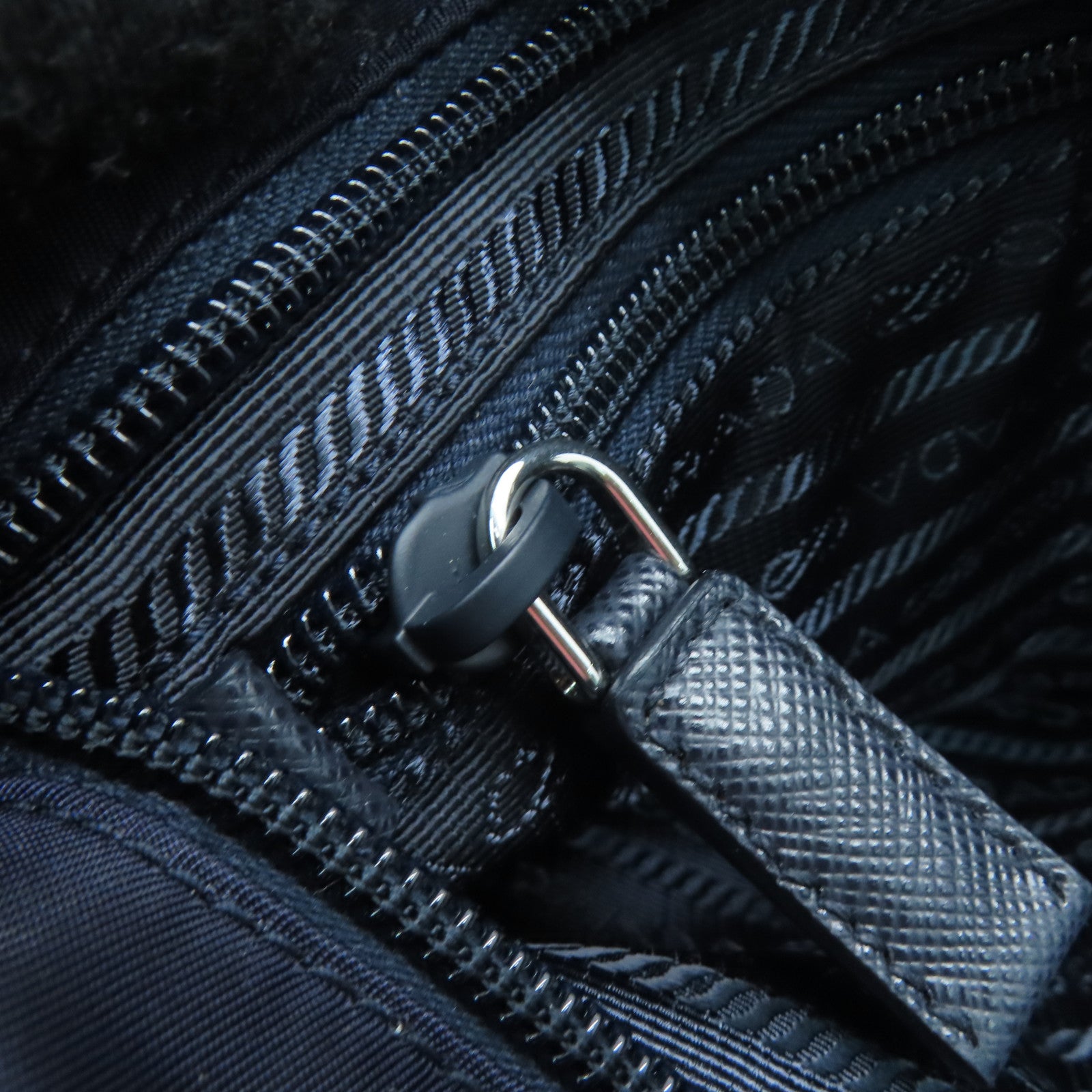 PRADA Nylon Shoulder Bag Silver Buckle Shoulder Bag Dark Blue