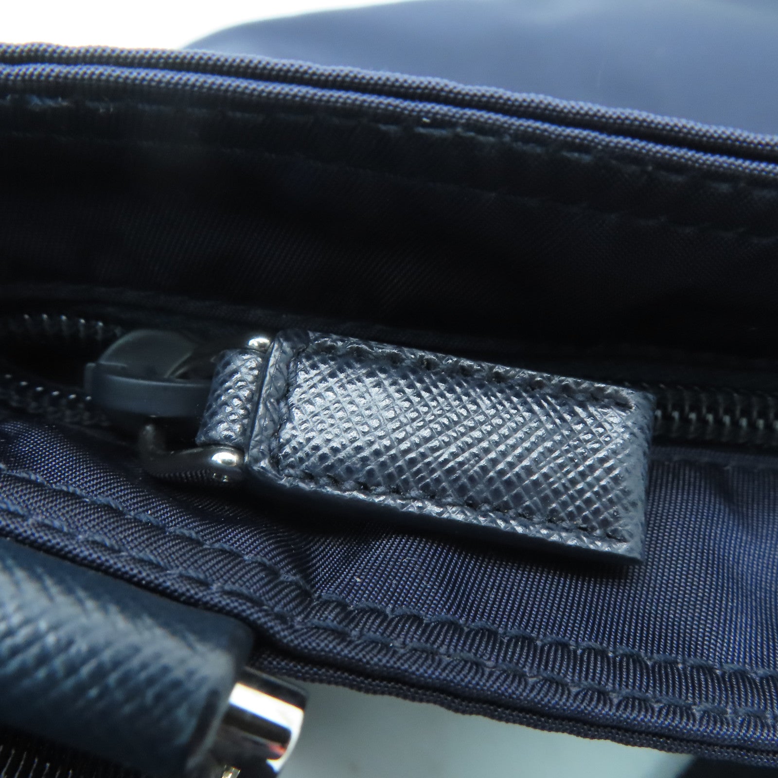 PRADA Nylon Shoulder Bag Silver Buckle Shoulder Bag Dark Blue
