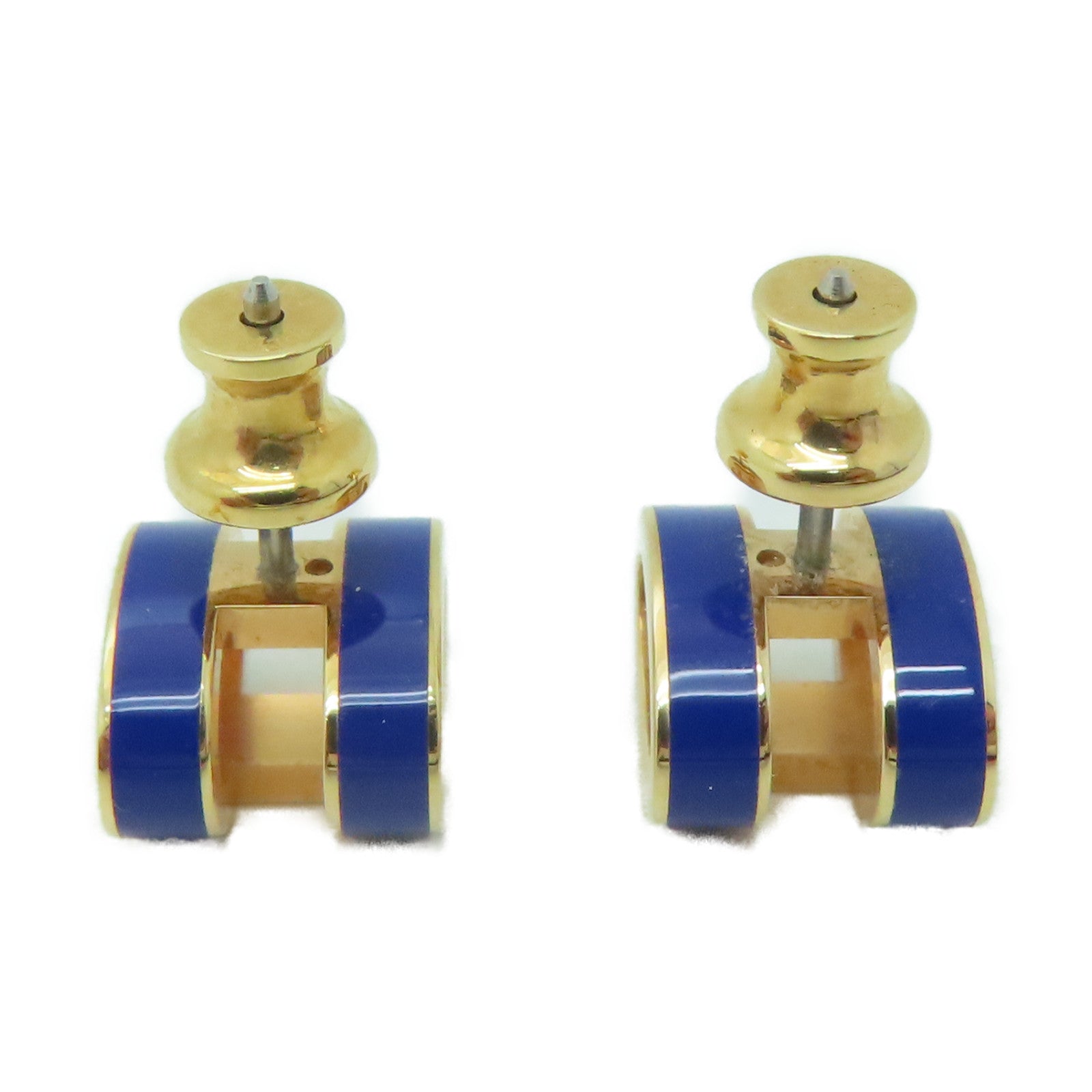 HERMES 金屬Pop H Earring耳環藍色/金色