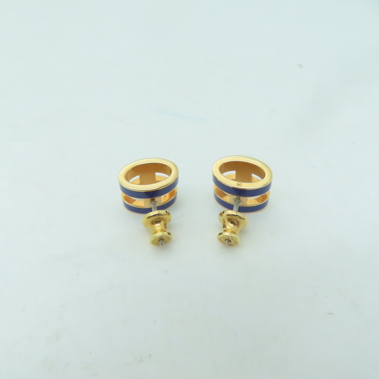 HERMES 金屬Pop H Earring耳環藍色/金色