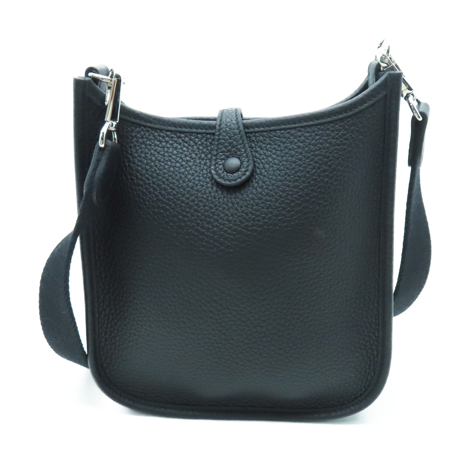 HERMES Clemence皮革Evelyne TPM銀扣肩背袋黑色