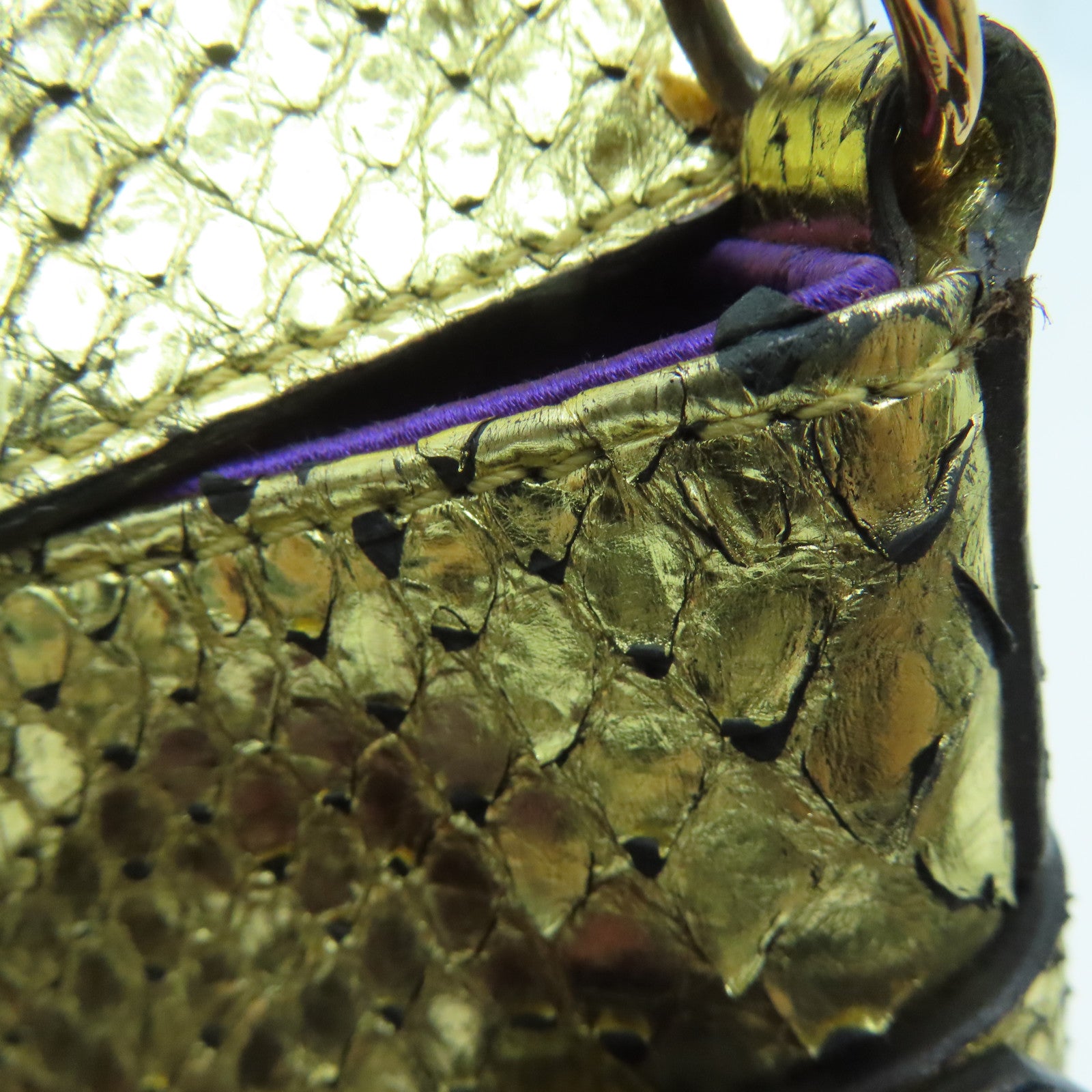 GUCCI 【激減優惠】蛇皮皮革Gucci x Tom Ford SS 2004金扣手挽袋金色