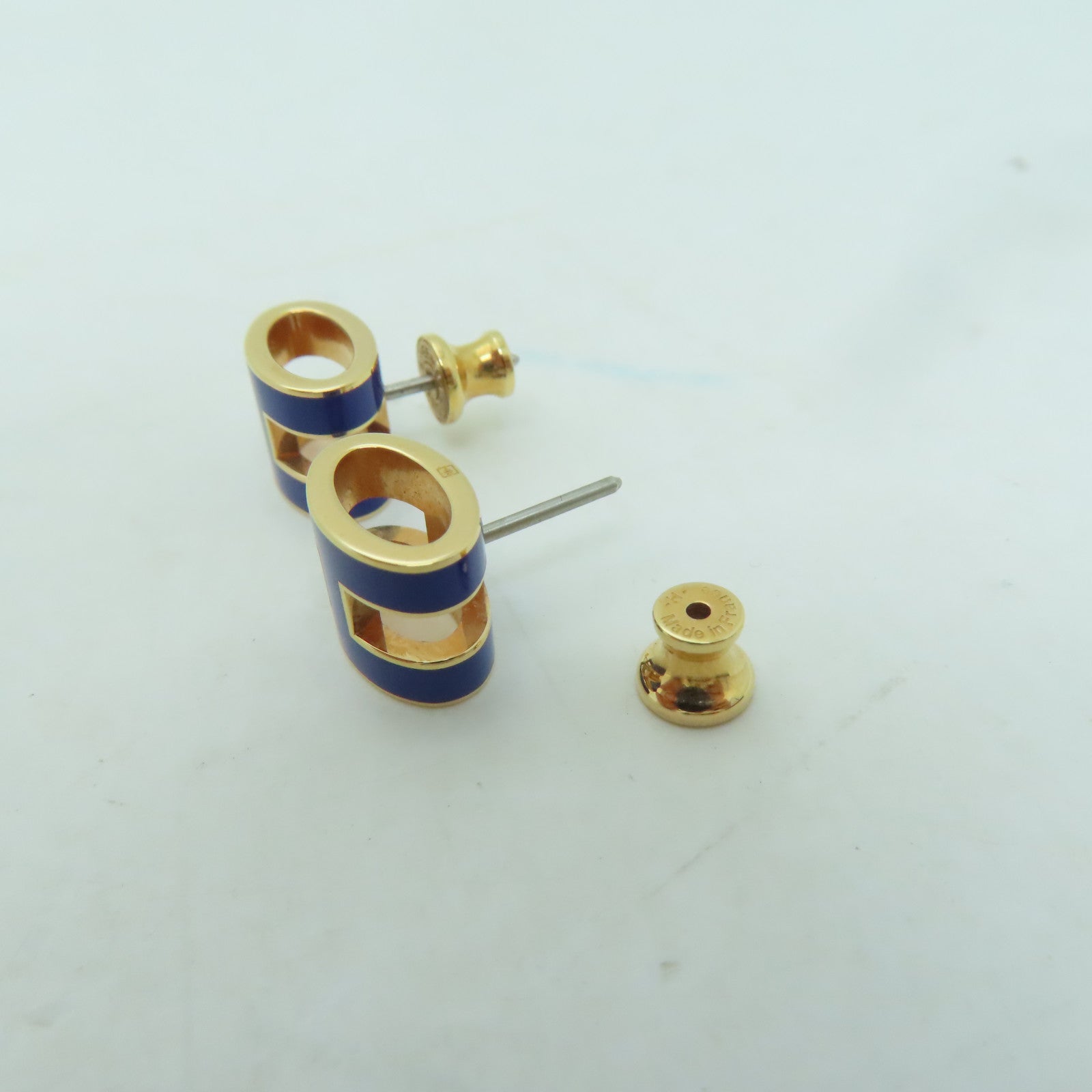 HERMES 金屬Pop H Earring耳環藍色/金色