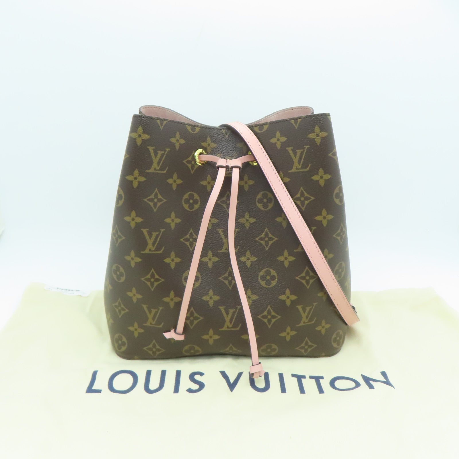 LOUIS VUITTON Monogram NeoNoe金扣肩背袋啡色/粉紅色