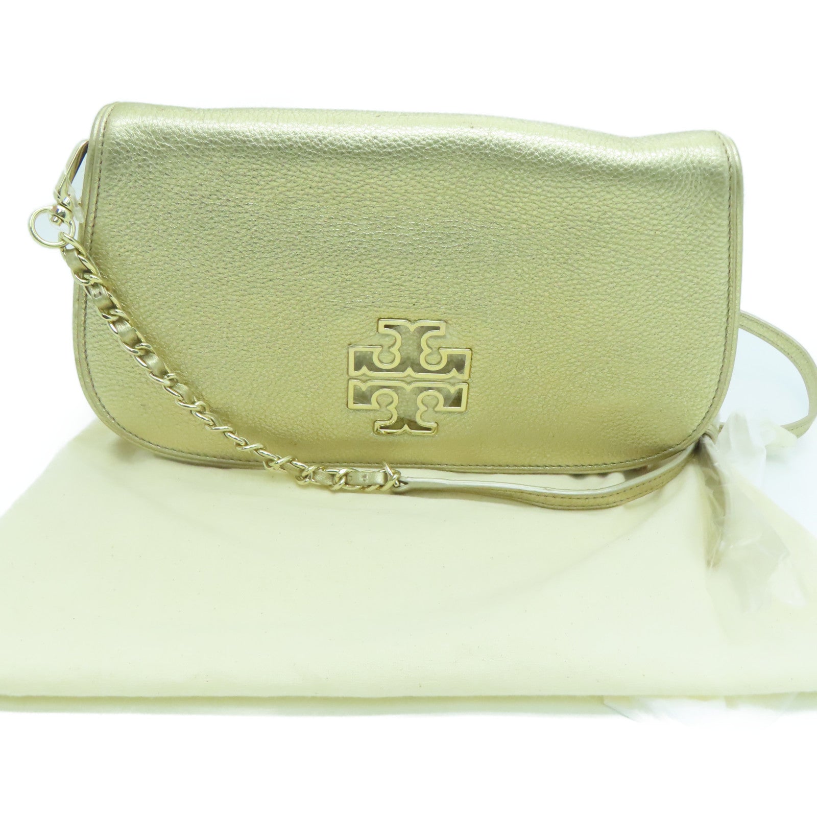 Tory Burch 牛皮皮革Shoulder Bag金扣肩背袋金色
