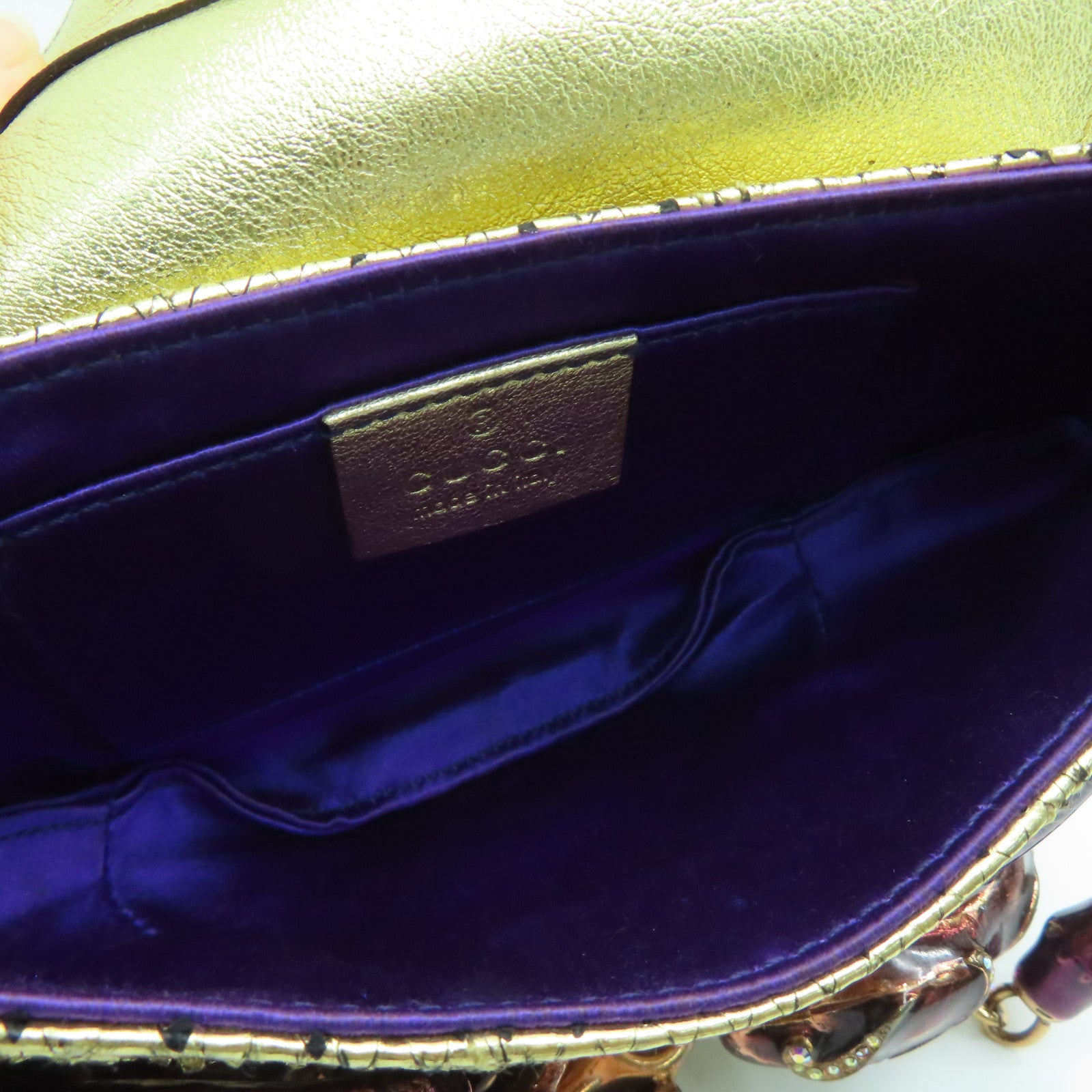 GUCCI 【激減優惠】蛇皮皮革Gucci x Tom Ford SS 2004金扣手挽袋金色