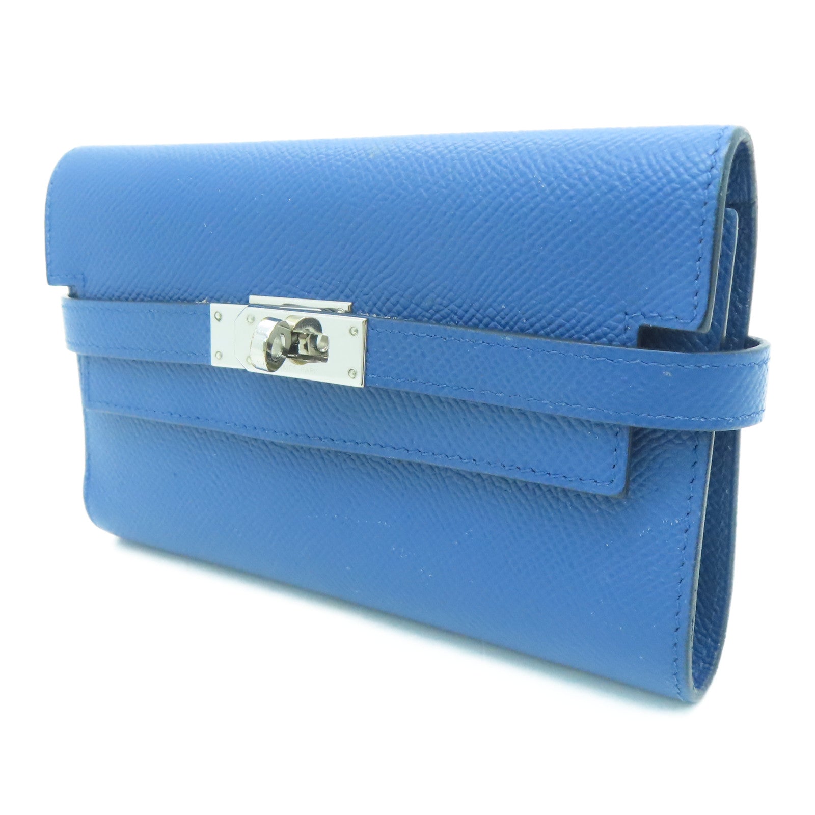 HERMES Epsom皮革Kelly Wallet银扣钱包Blue Agate/蓝色