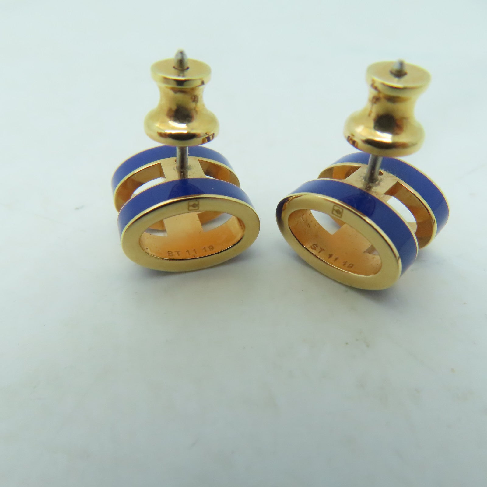 HERMES 金屬Pop H Earring耳環藍色/金色