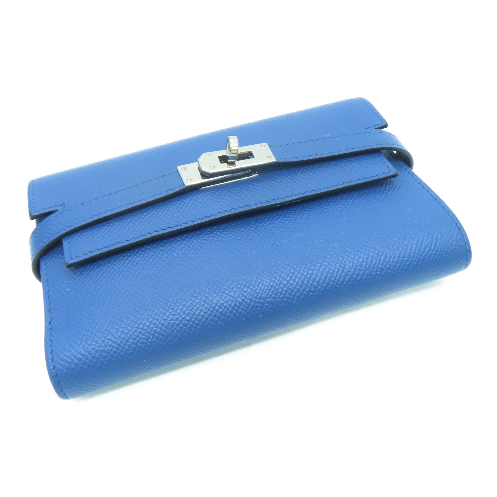 HERMES Epsom皮革Kelly Wallet银扣钱包Blue Agate/蓝色