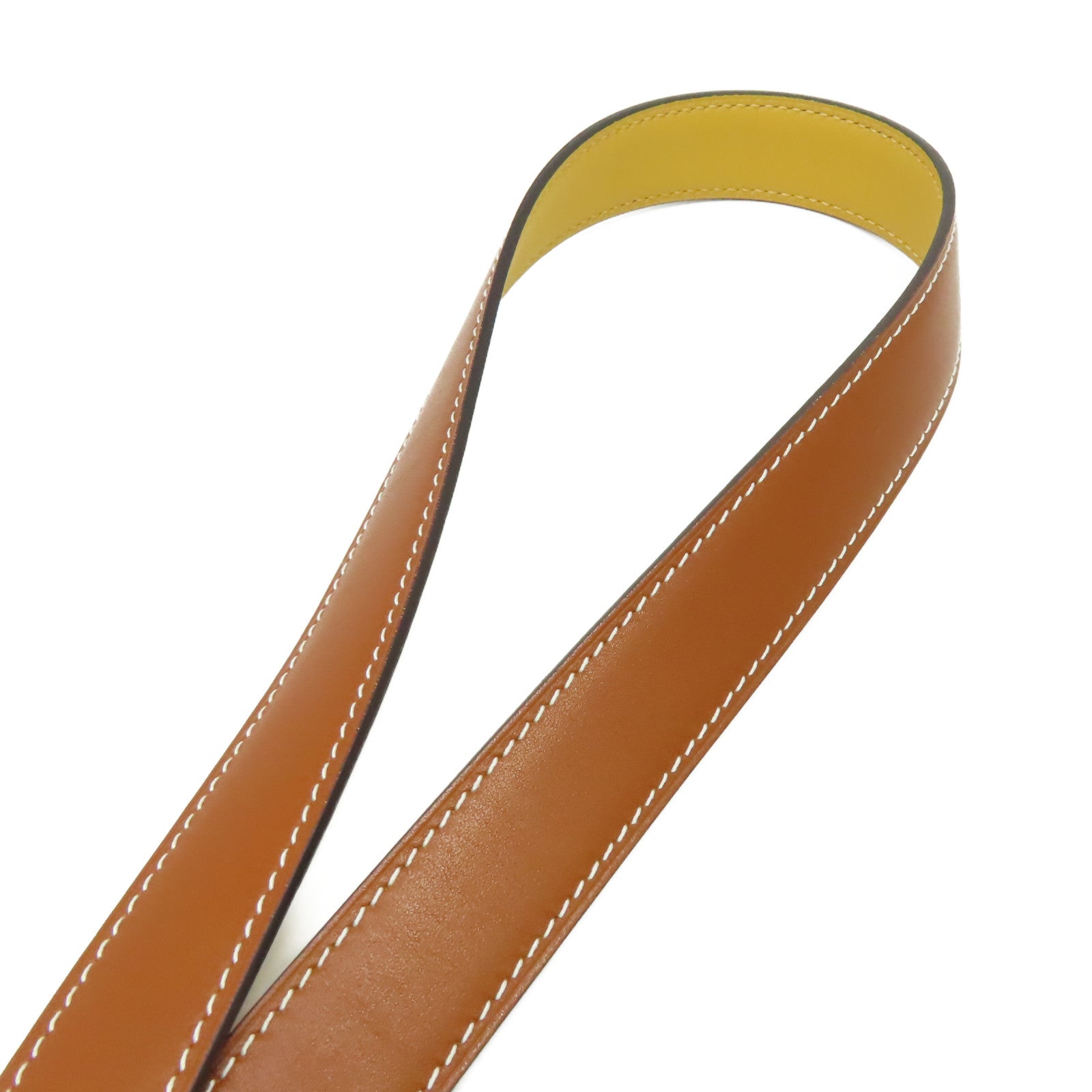 HERMES Swift皮革Belt金扣皮帶啡色/黃色