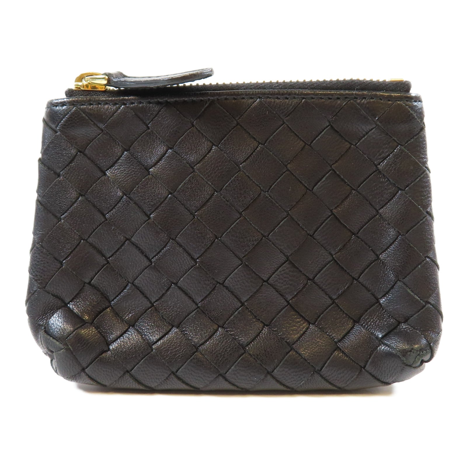BOTTEGA VENETA 織紋牛皮皮革Coin Case金扣零錢包黑色