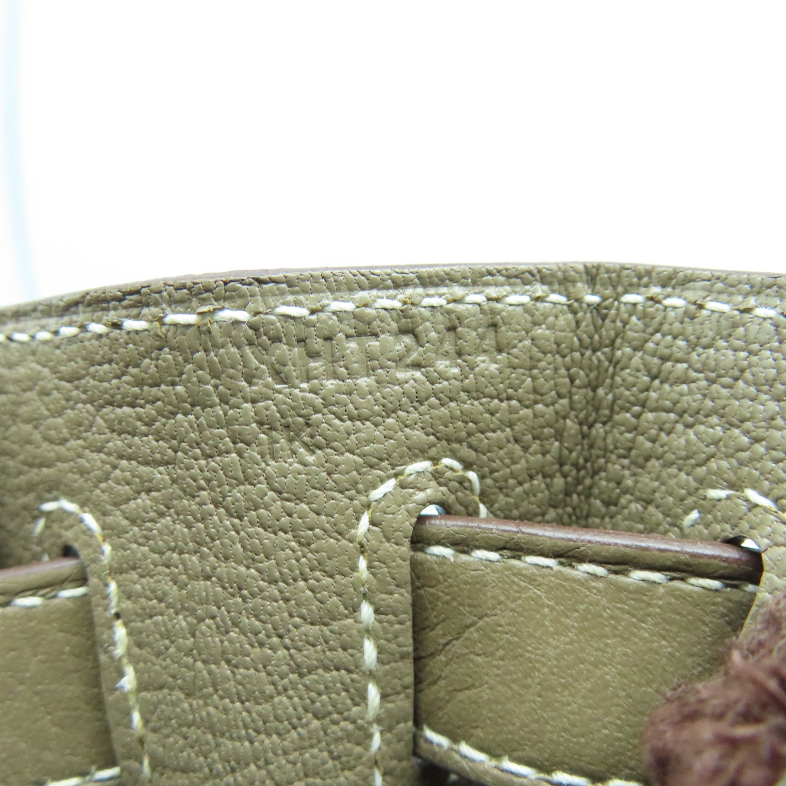 HERMES Clemence Leather Kelly 28 Gold Buckle Handle Bag Elephant Gray